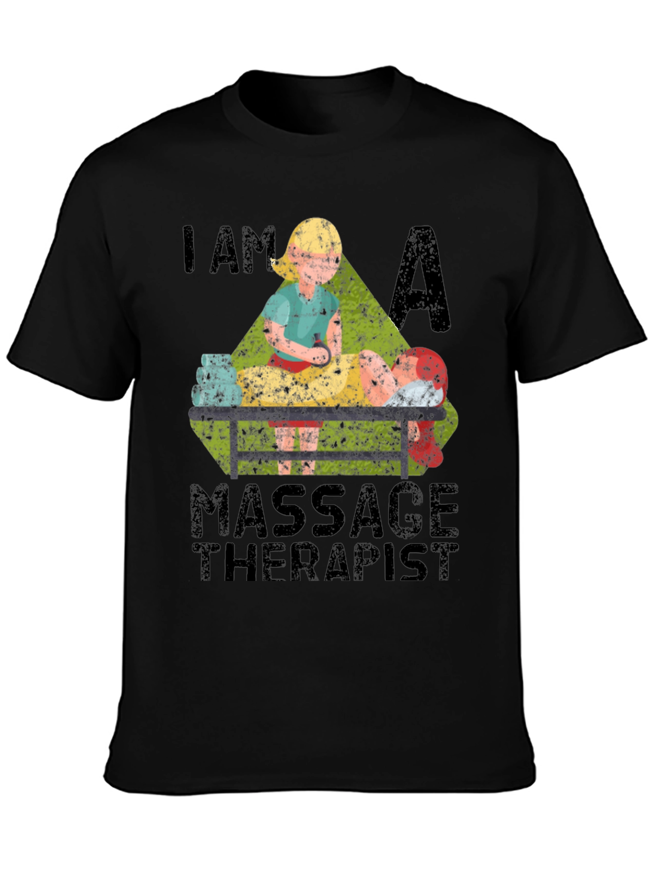 Black Massage Therapist T-Shirt - Unisex view 3