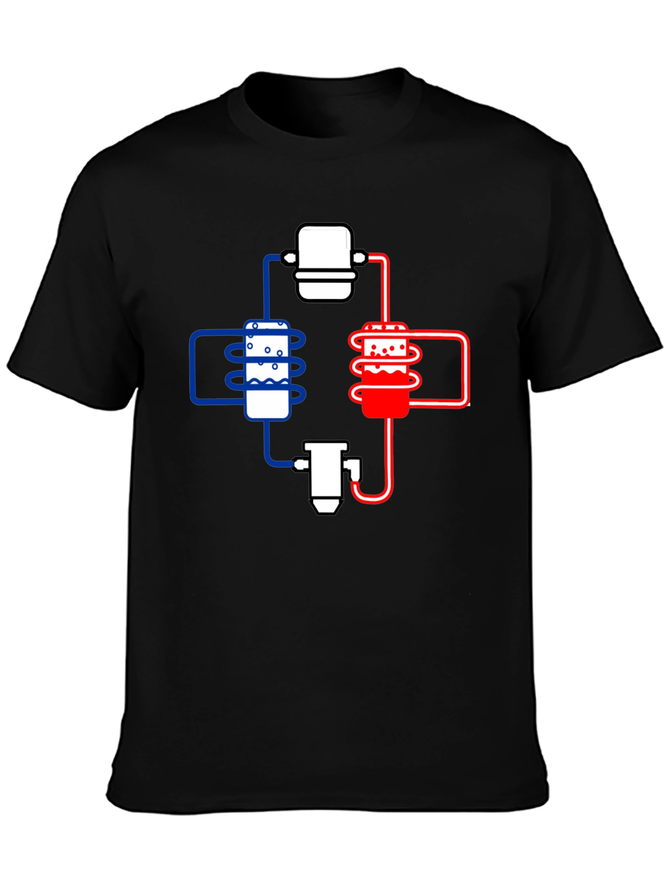 Black Cooling System Diagram Black T-Shirt view 3