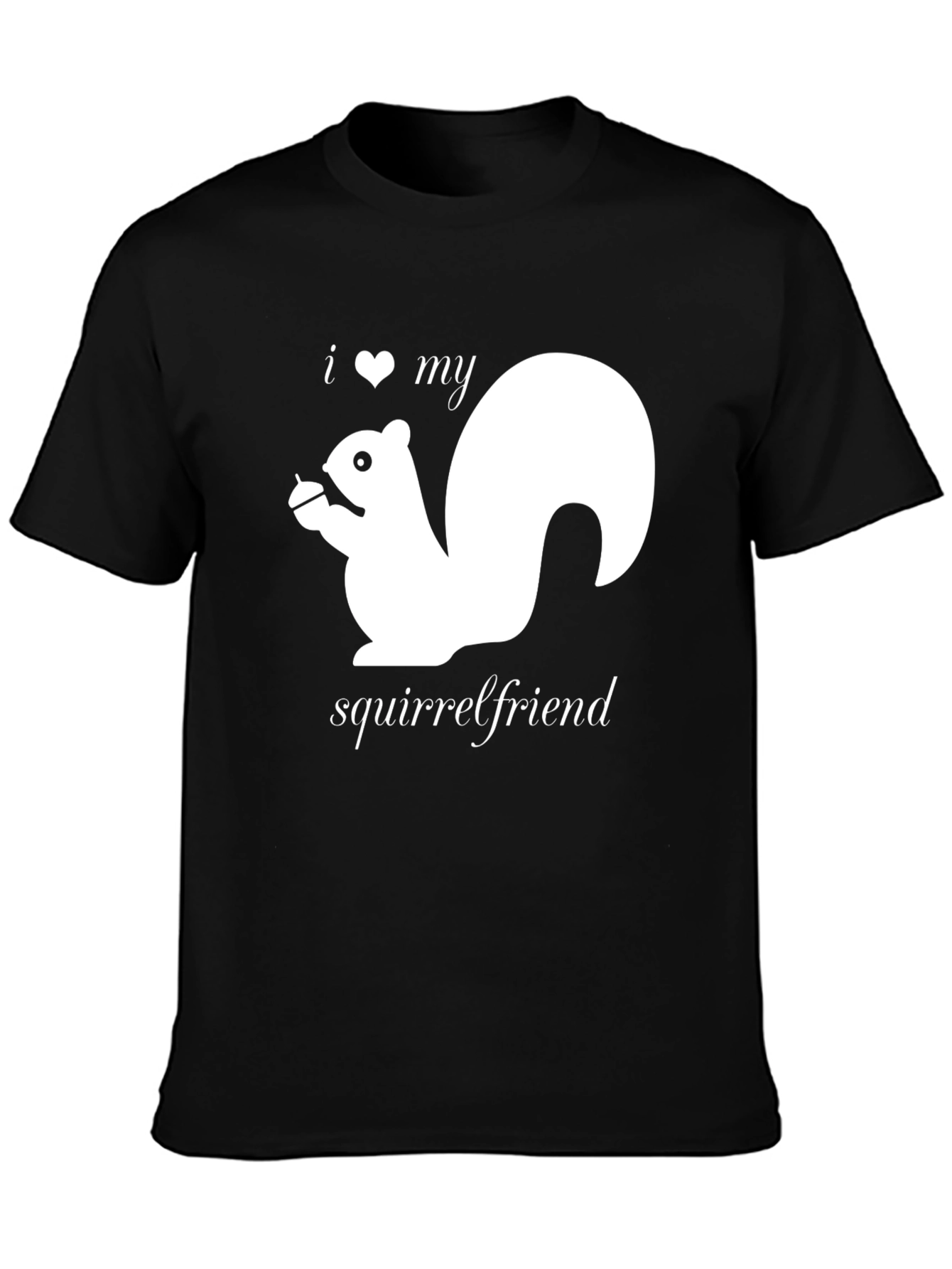 Black I Heart My Squirrelfriend T-Shirt Black Cotton Tee view 3