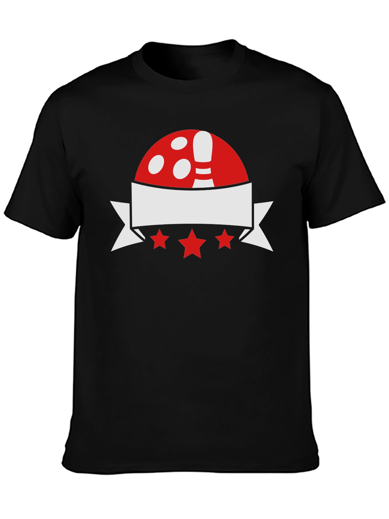 Black Bowling T-Shirt: Red, White & Star Design view 3