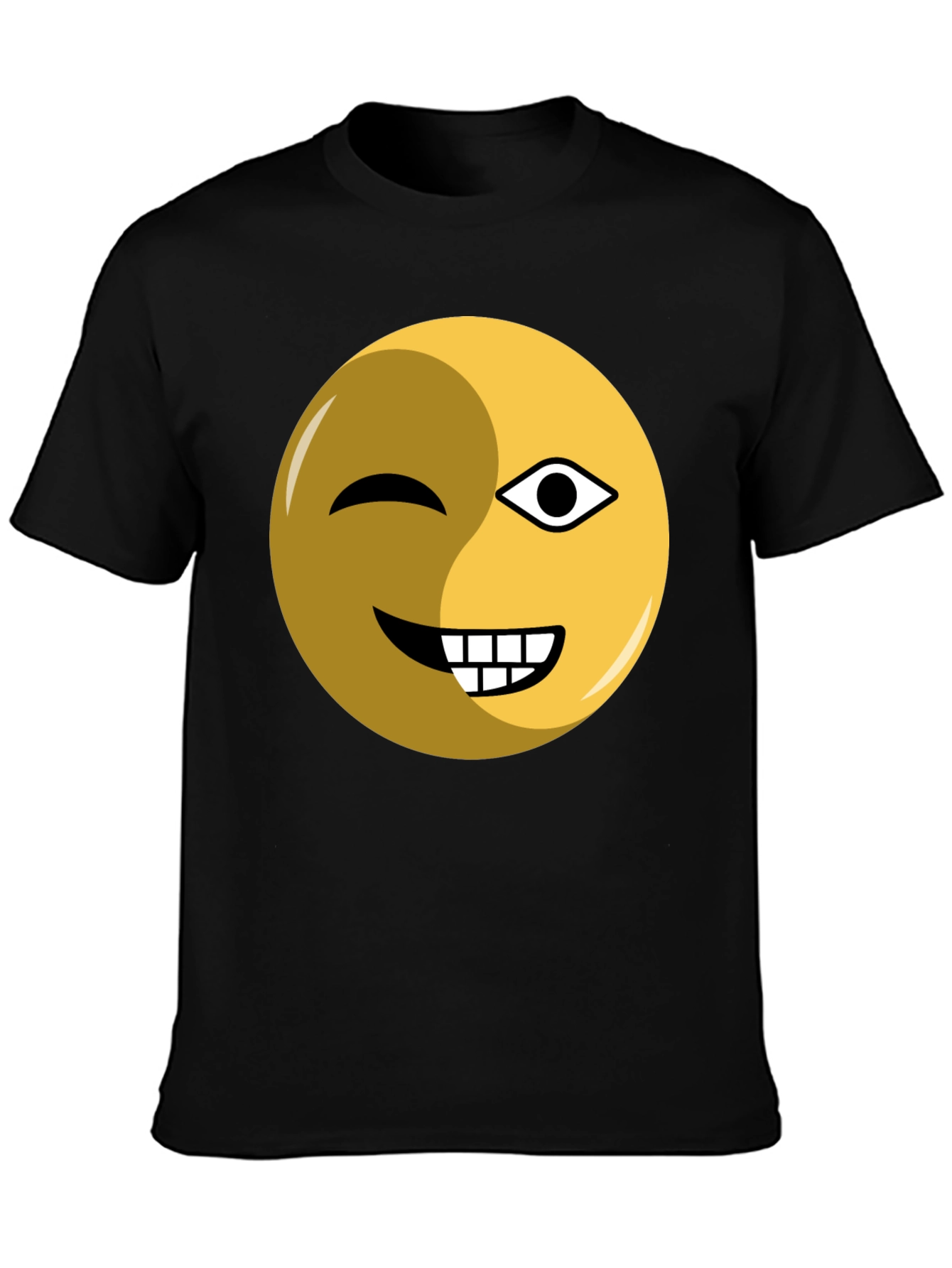 Black Winking Emoji Graphic Tee - Black Cotton Blend view 3