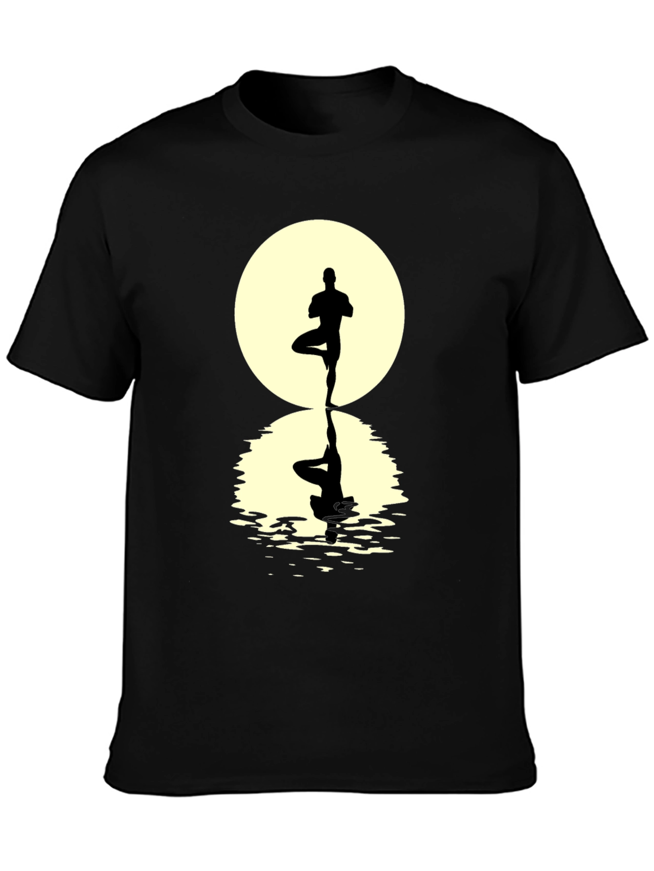 Black Yoga Pose Silhouette Graphic Tee view 3