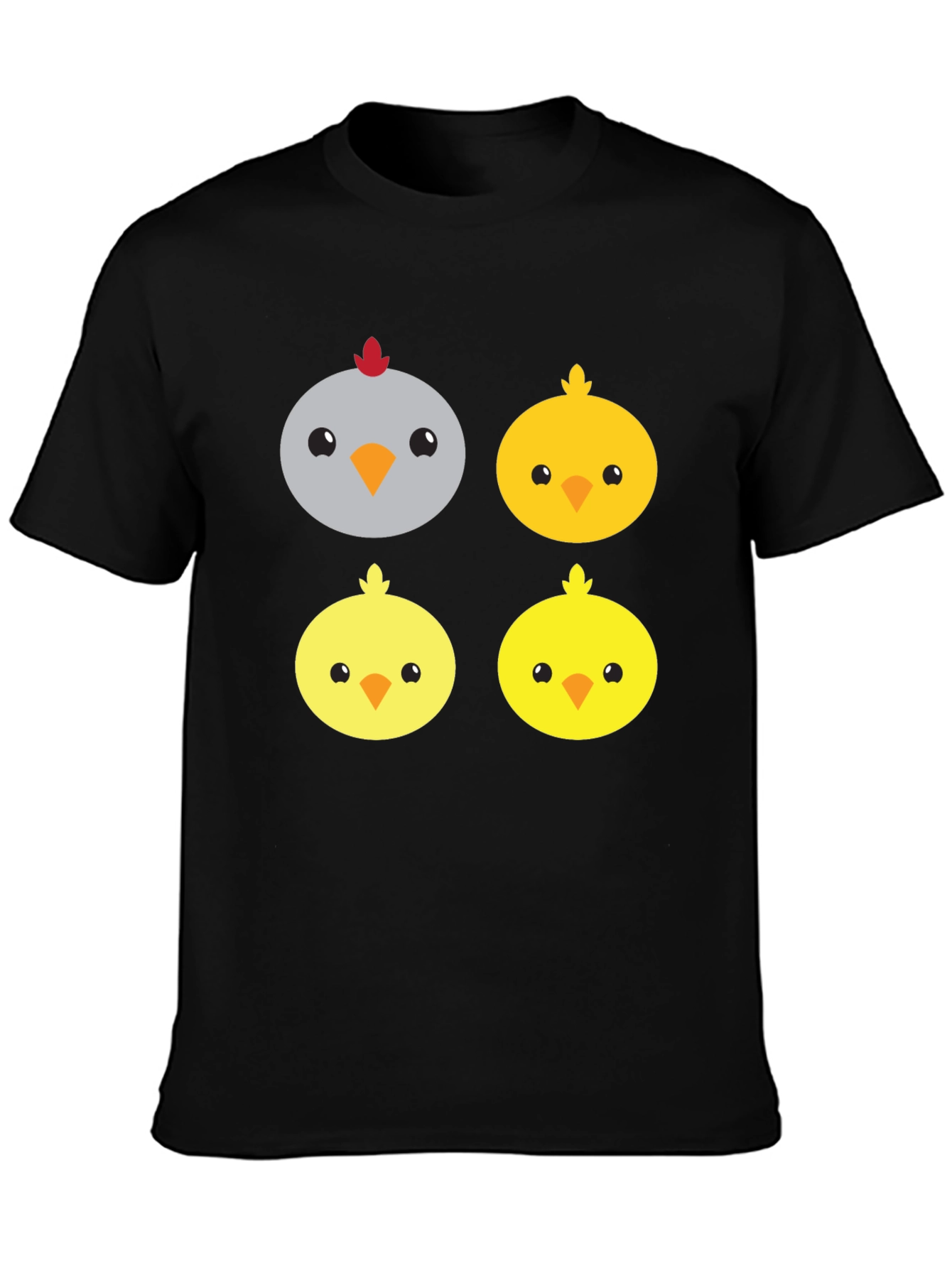 Black Cute Cartoon Chickens Graphic Tee view 3