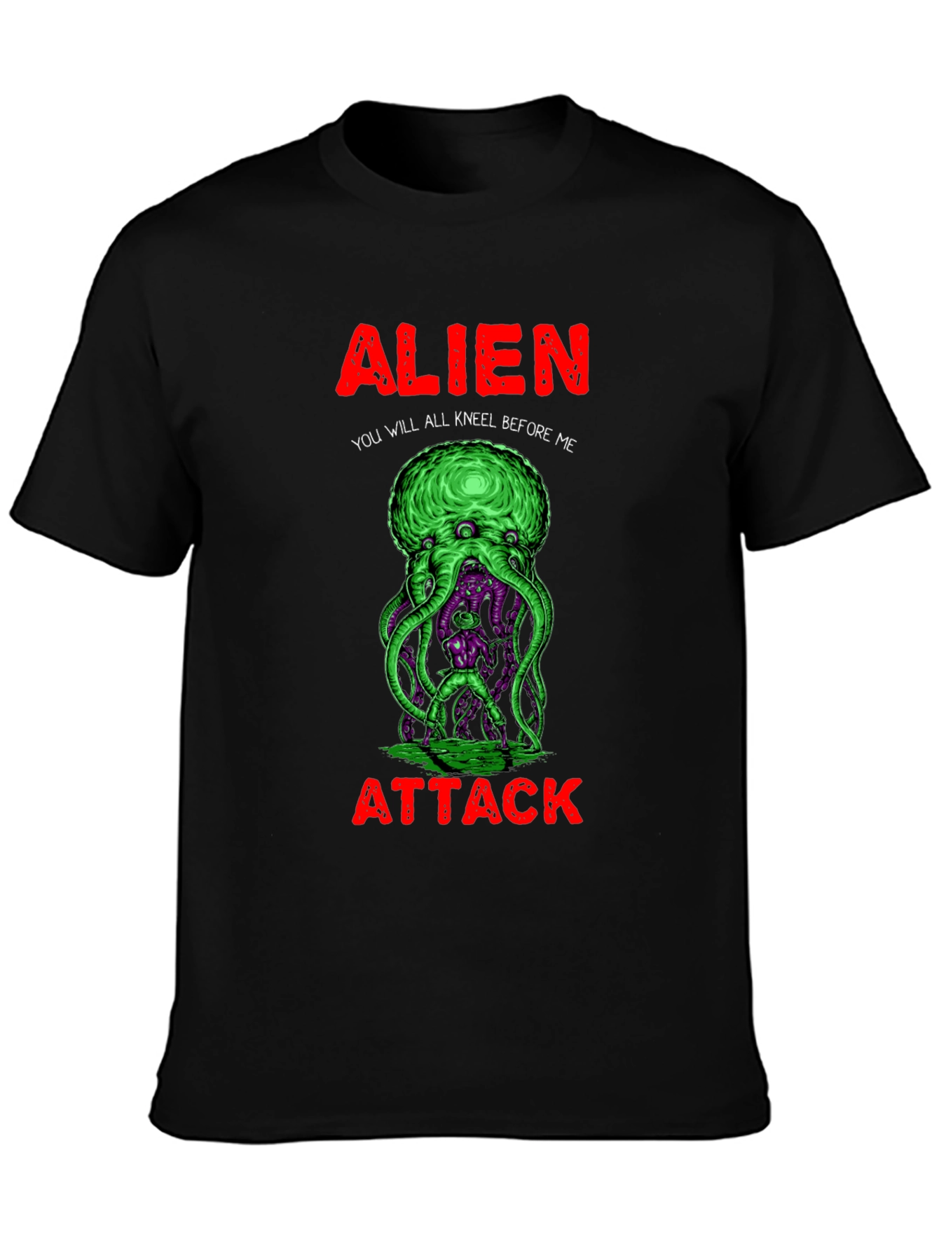 Black Alien Attack Graphic T-Shirt view 3
