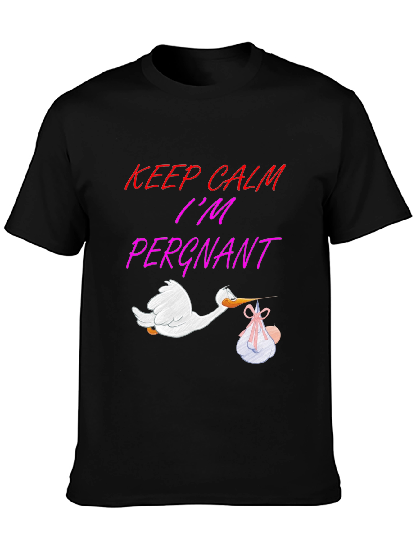 Black Keep Calm I'm Pergant T-Shirt view 3