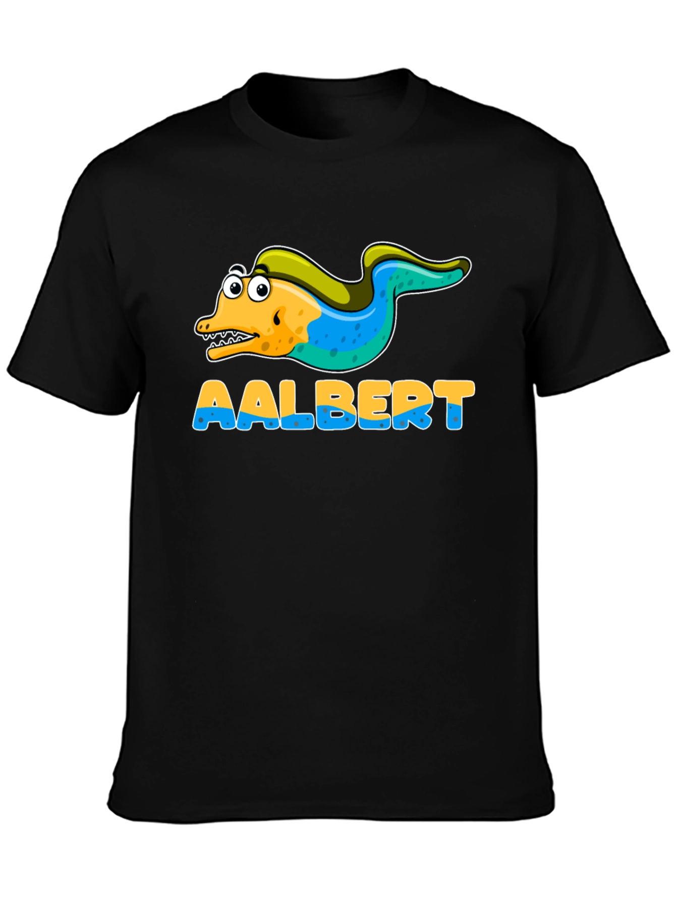Black Aalbert Eel Cartoon Graphic T-Shirt view 3