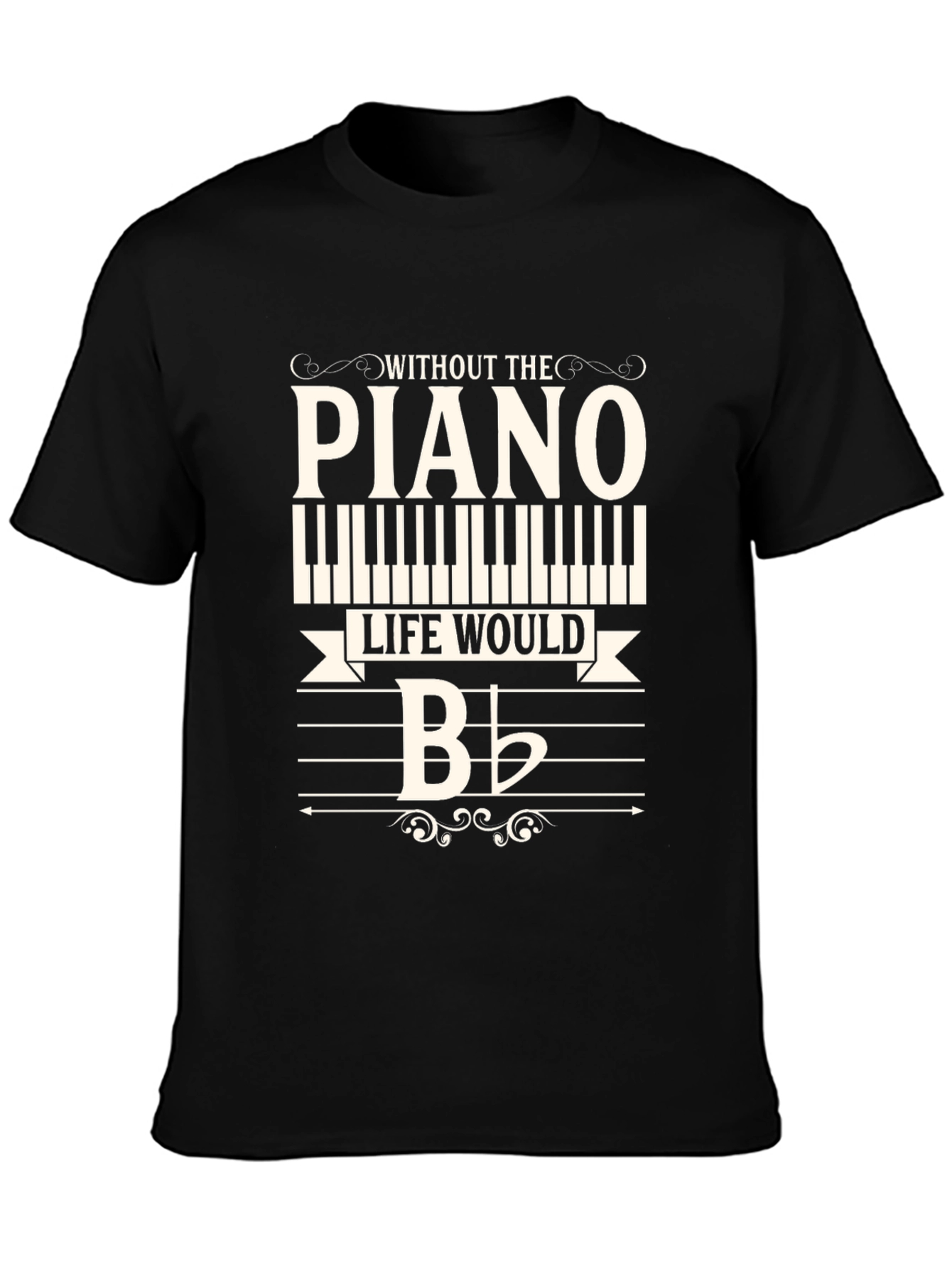 Black Piano Life T-Shirt - Musician Gift Tee view 3