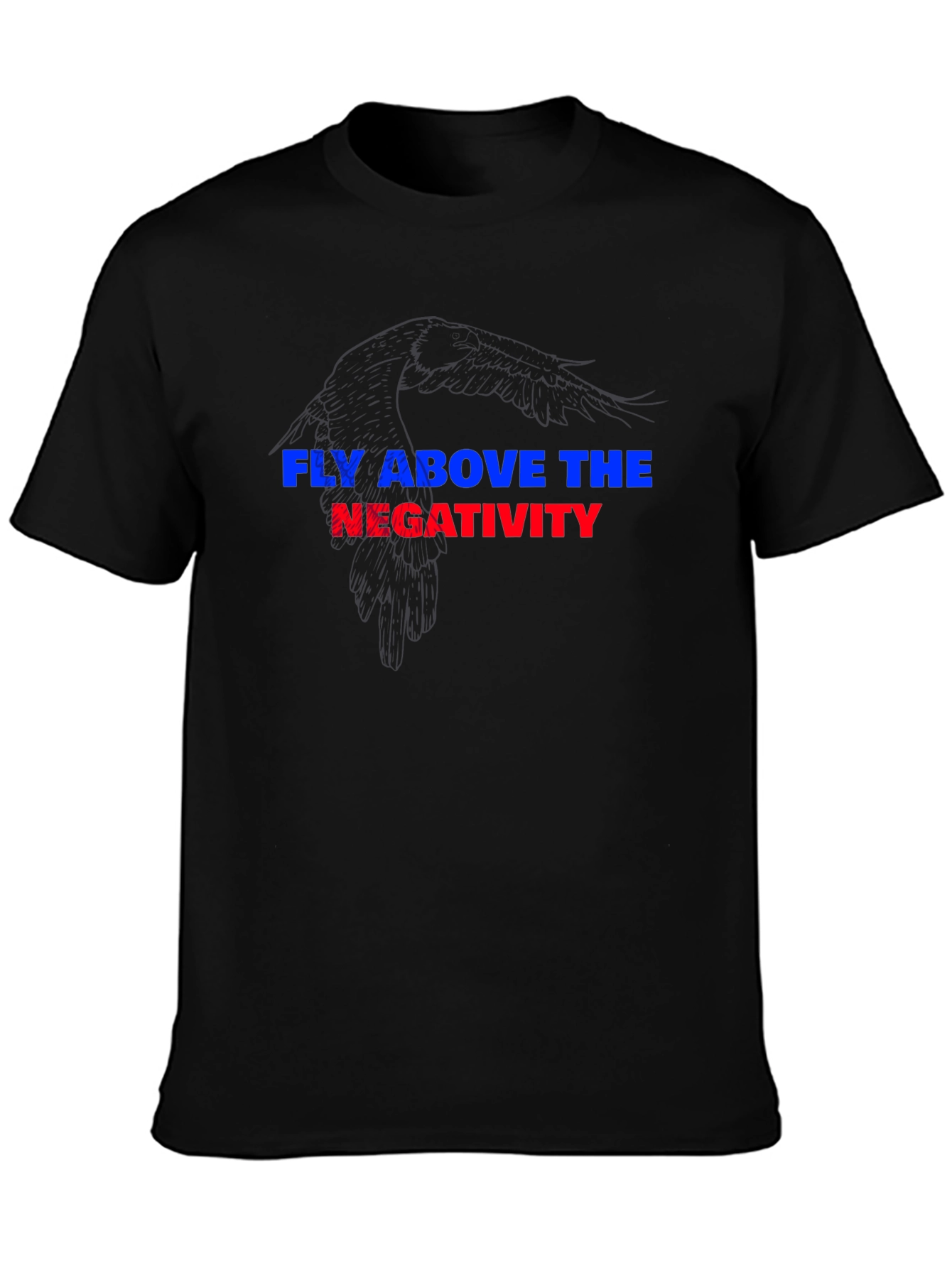 Black Fly Above Negativity Black Graphic Tee view 3