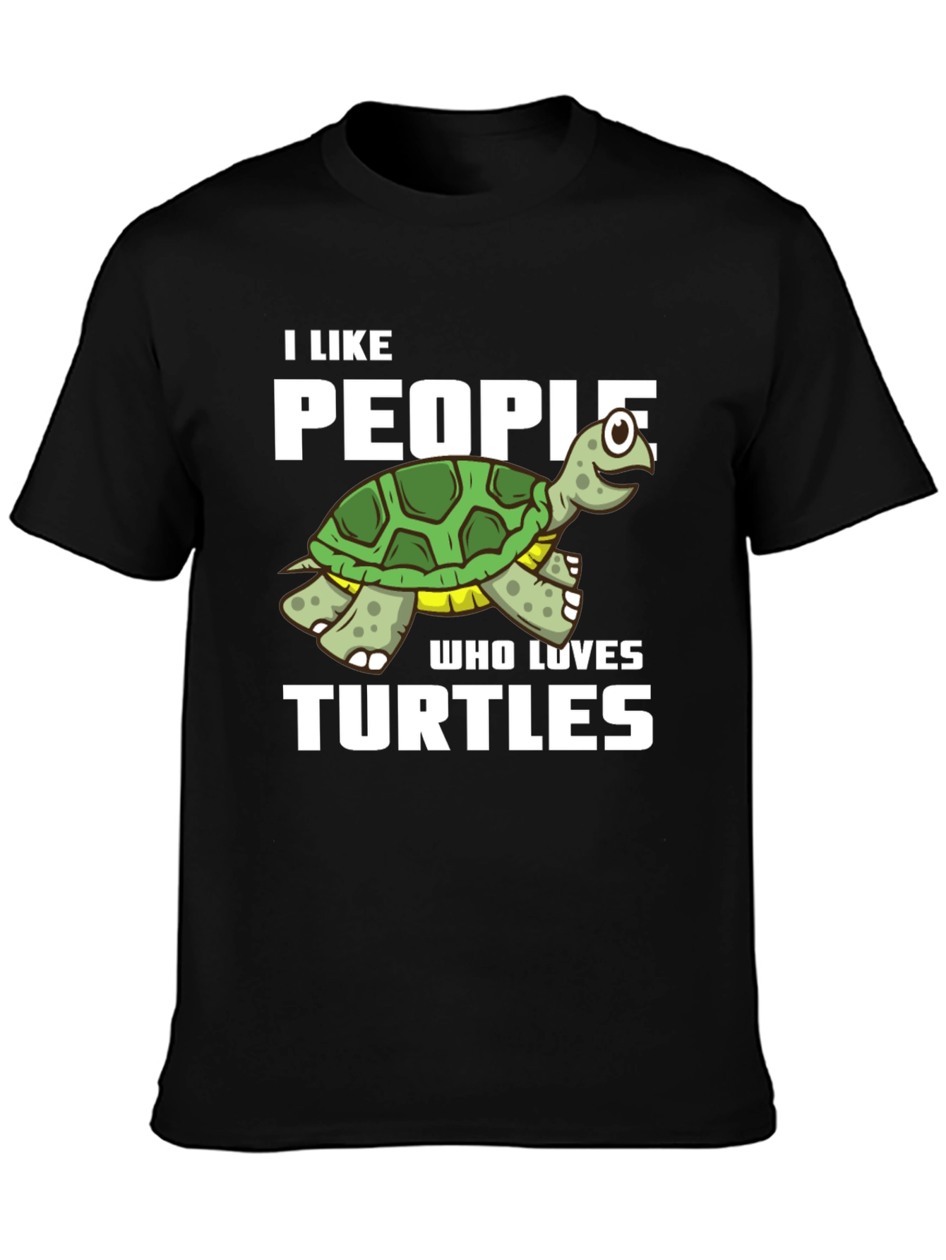 Black I Like People Who Loves Turtles Black T-Shirt view 3
