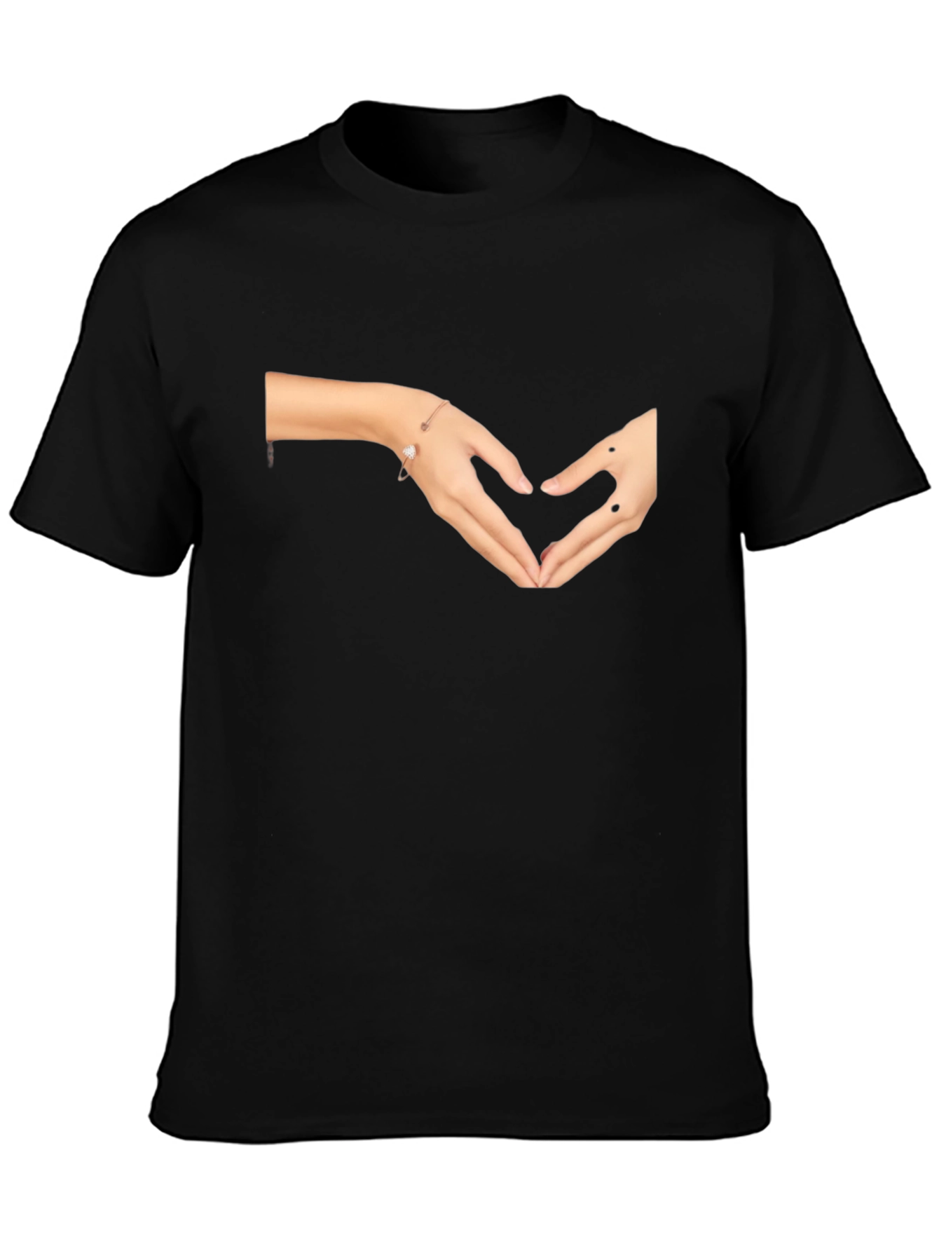 Black Heart Hands Graphic Tee - Black Casual Top view 3