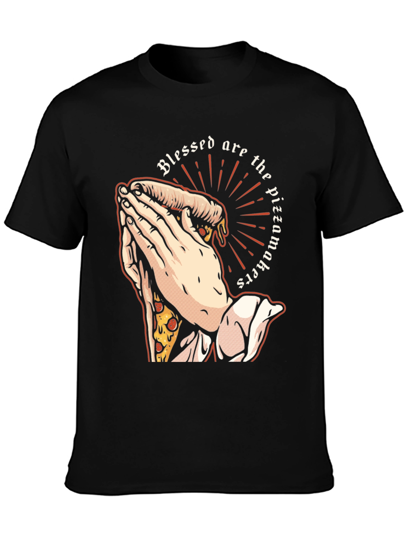 Black Blessed Pizzamakers T-Shirt - Novelty Graphic Tee view 3