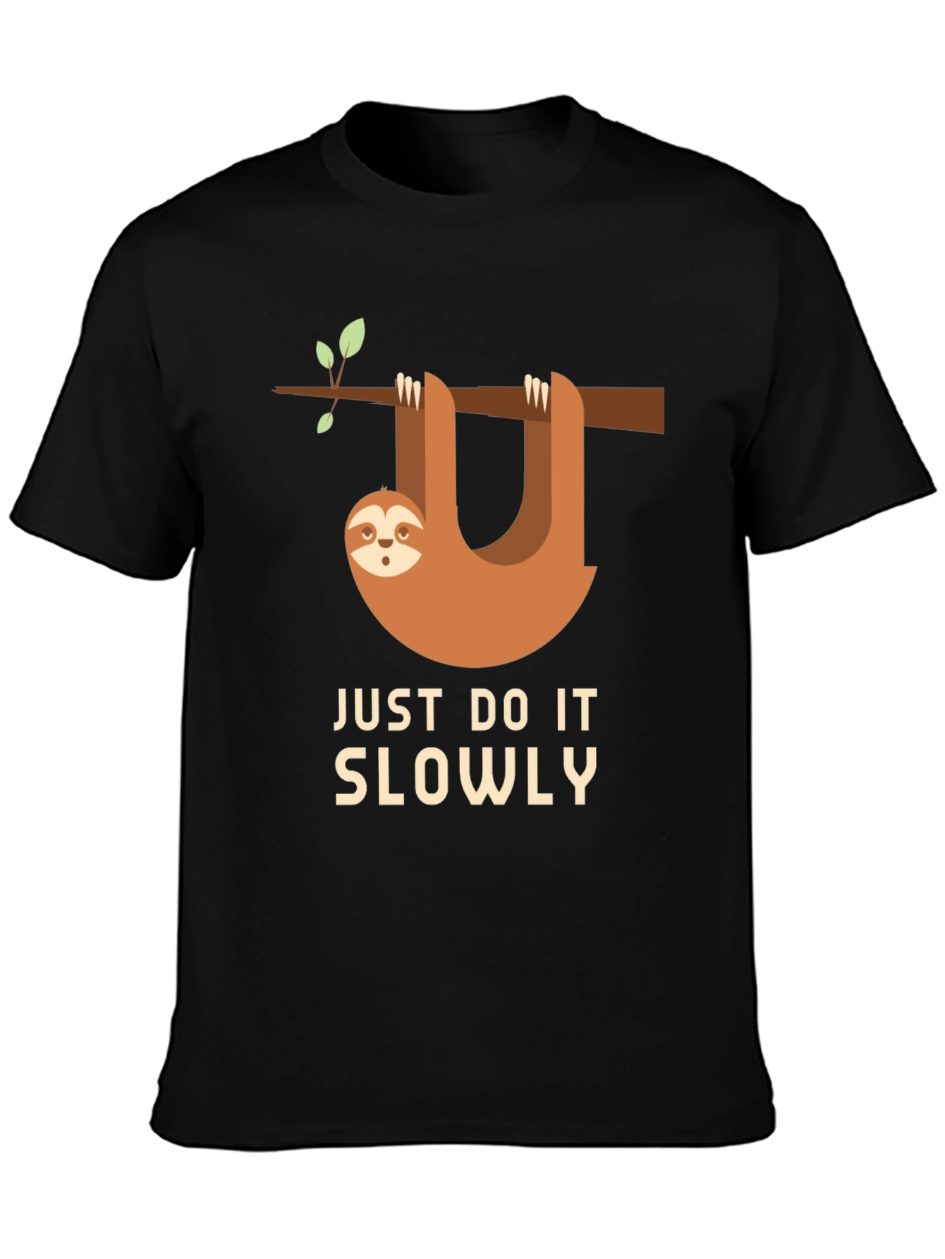Black Funny Sloth Just Do It Slowly T-Shirt view 3