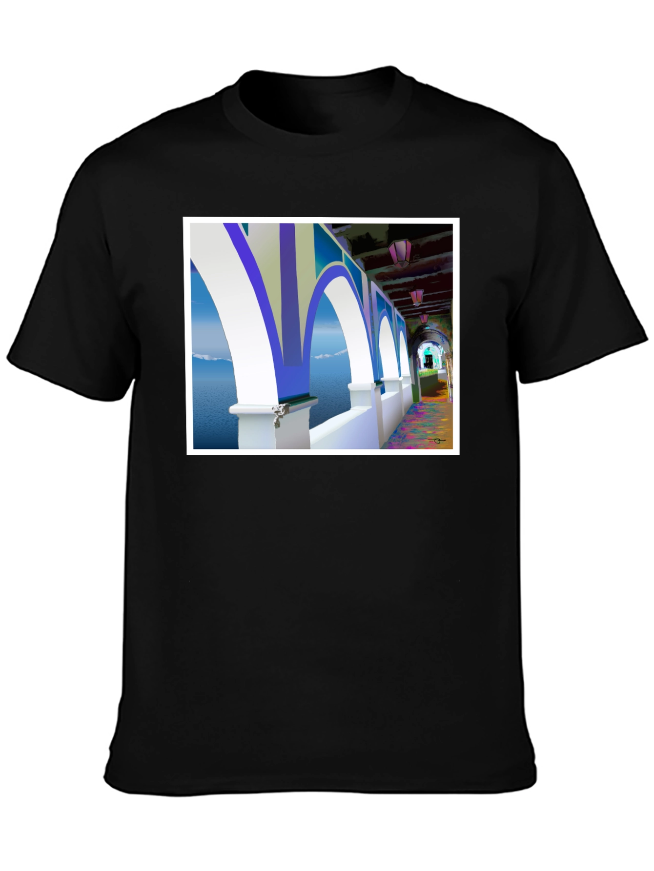 Black Arched Seascape Graphic Tee view 3