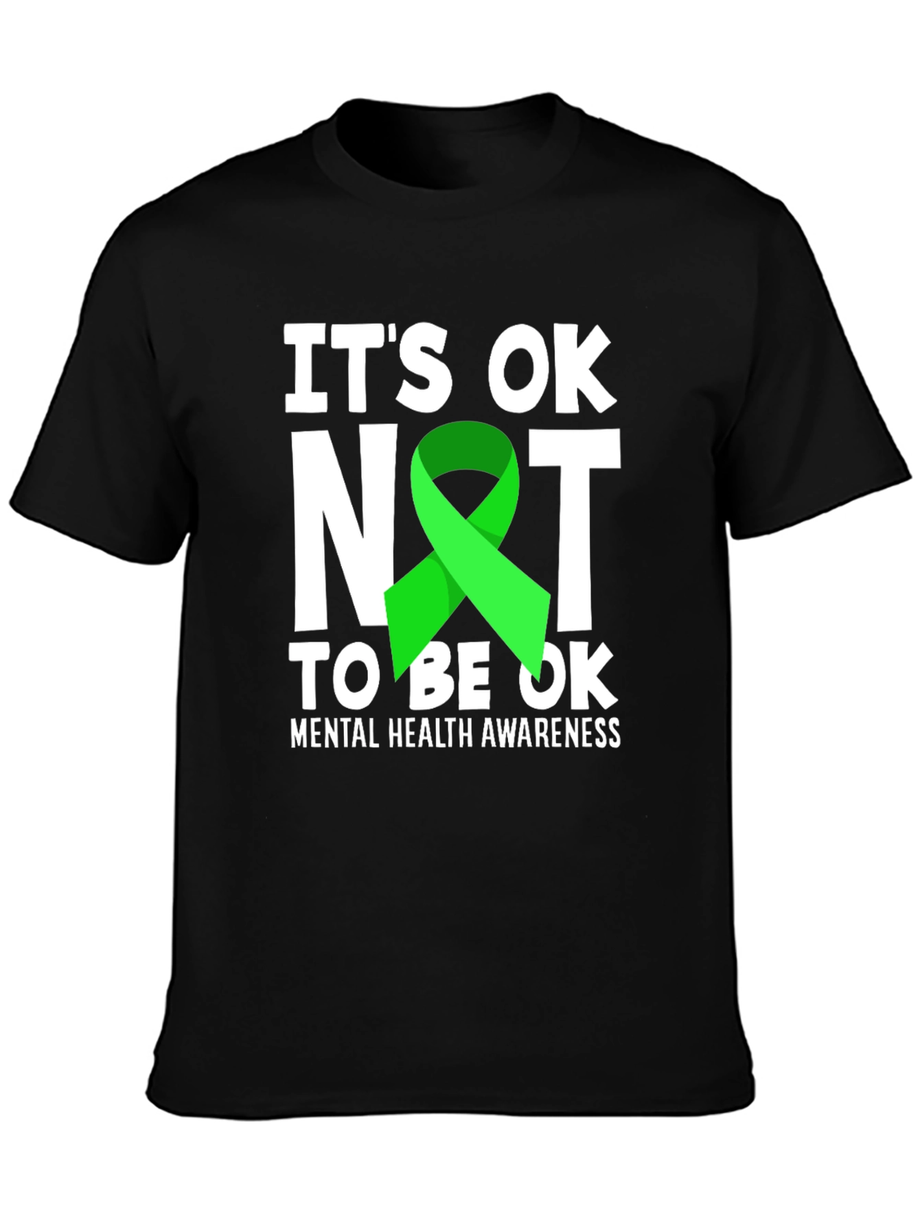 Black It's OK Not to Be OK Mental Health Awareness T-Shirt view 3