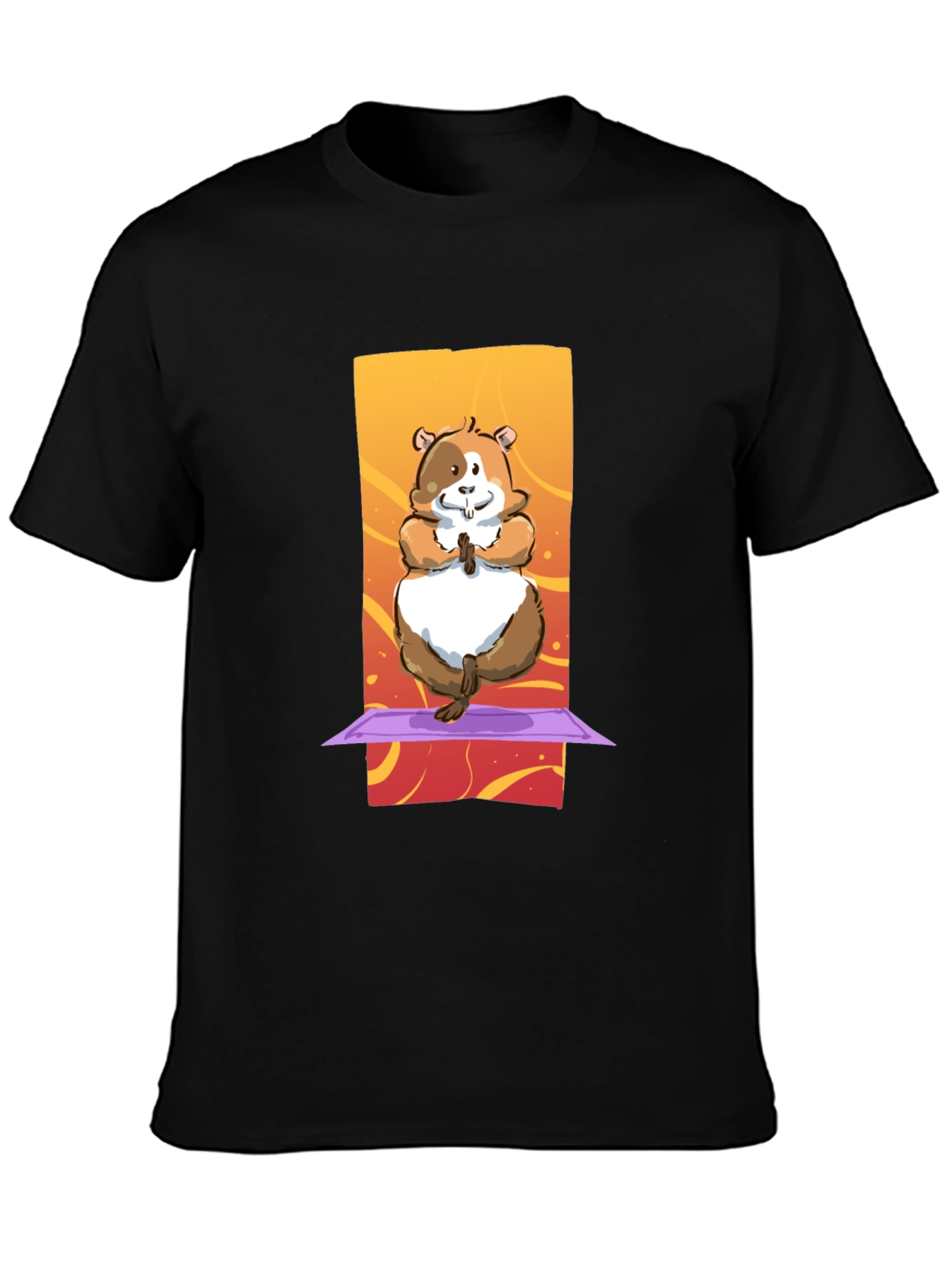 Black Yoga Hamster T-Shirt: Funny Graphic Tee view 3