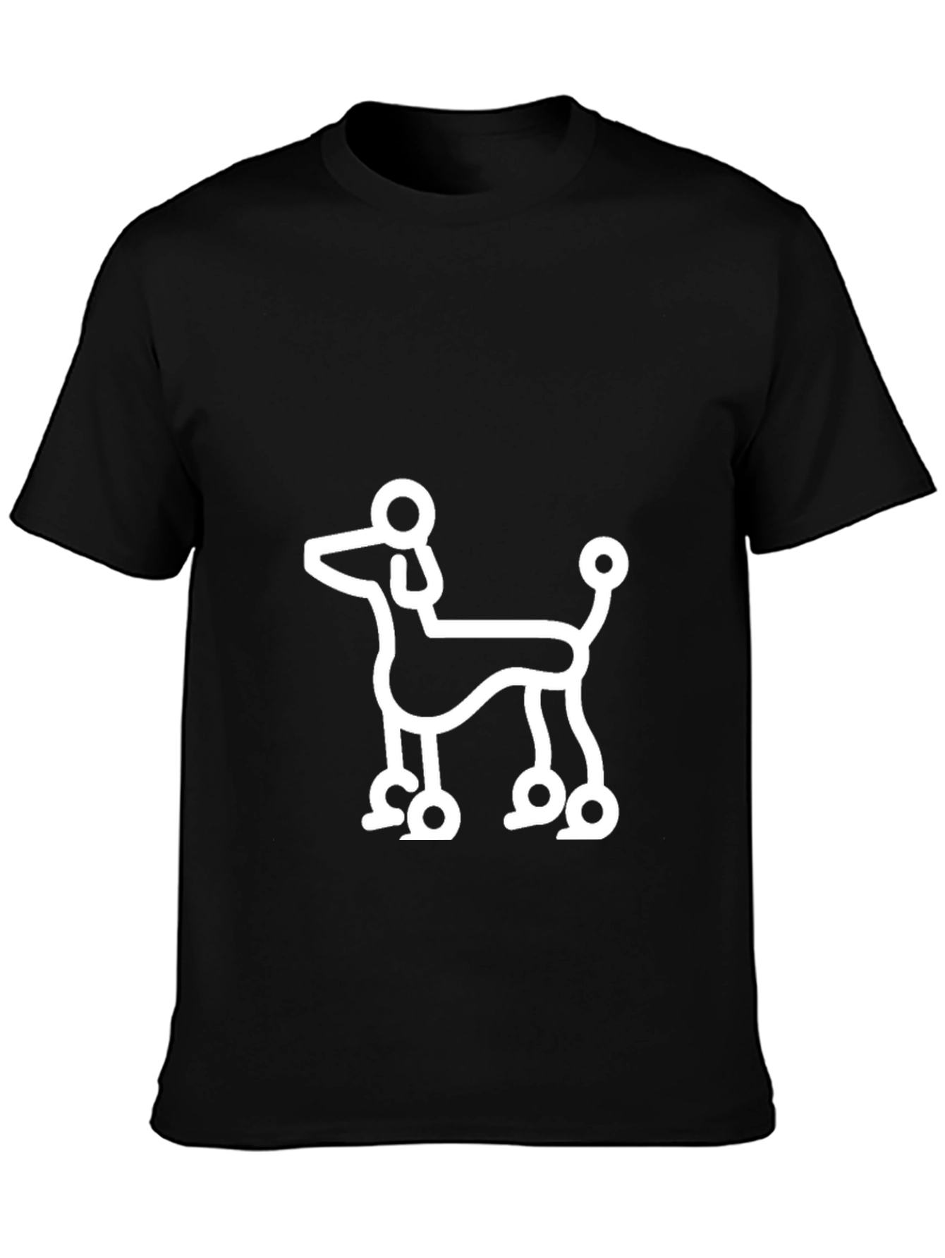 Black Poodle Outline Black T-Shirt view 3