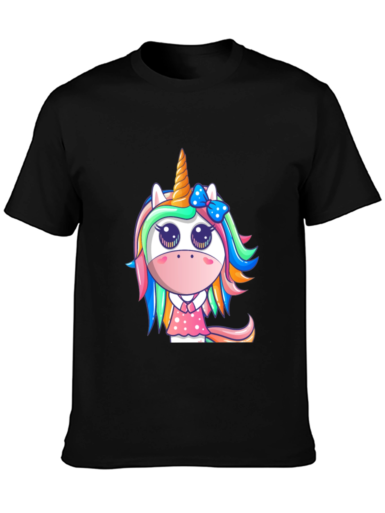 Black Unicorn Graphic T-Shirt - Cute Cartoon Design view 3