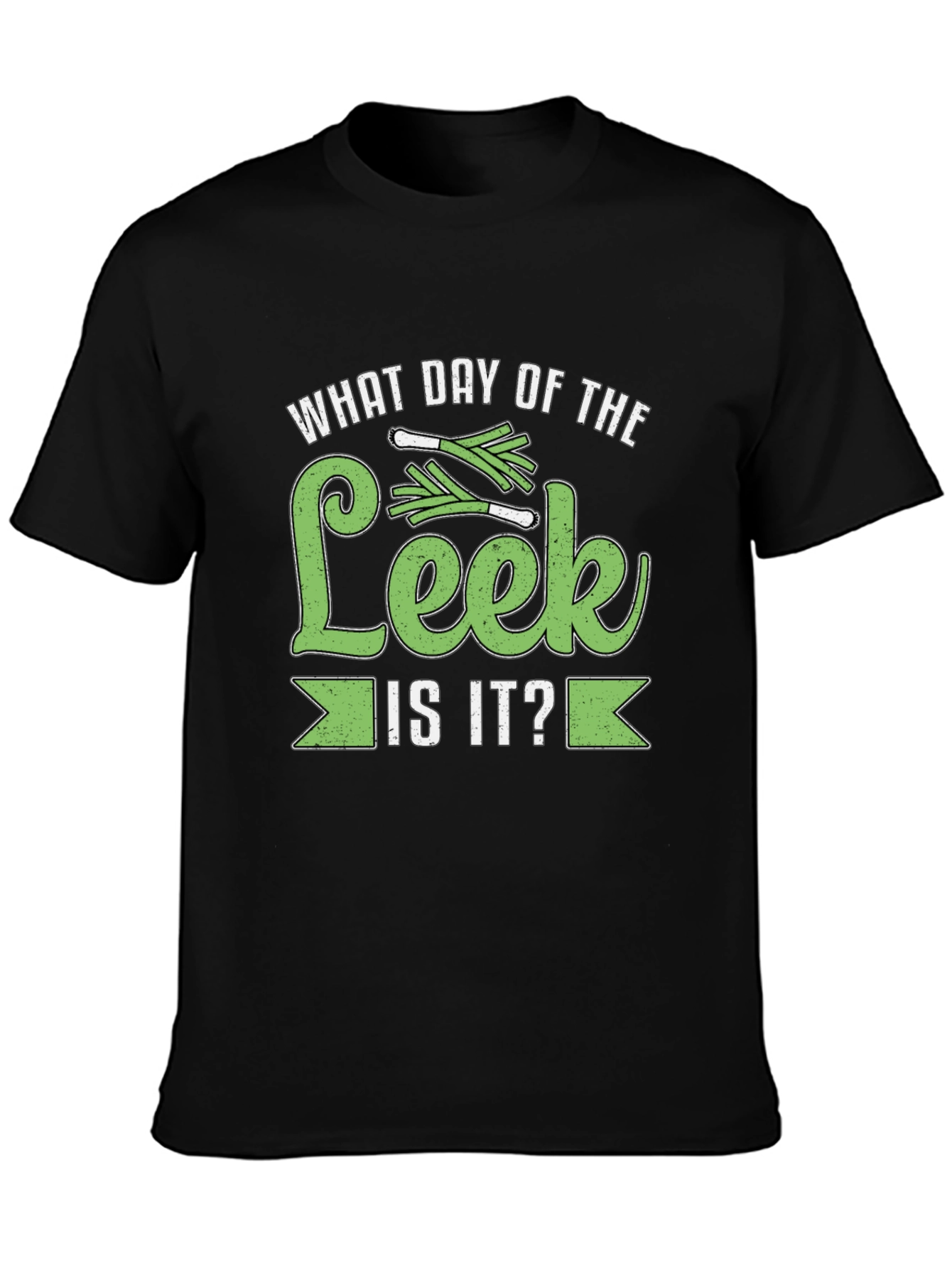 Black What Day of The Leek is It? T-Shirt view 3