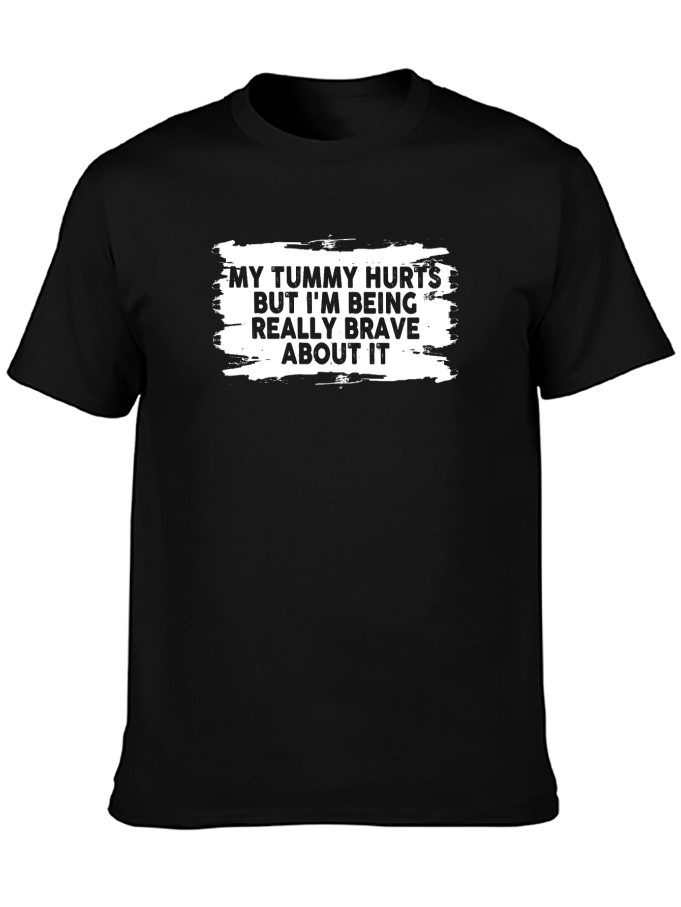 Black Funny Tummy Hurts Graphic Tee view 3