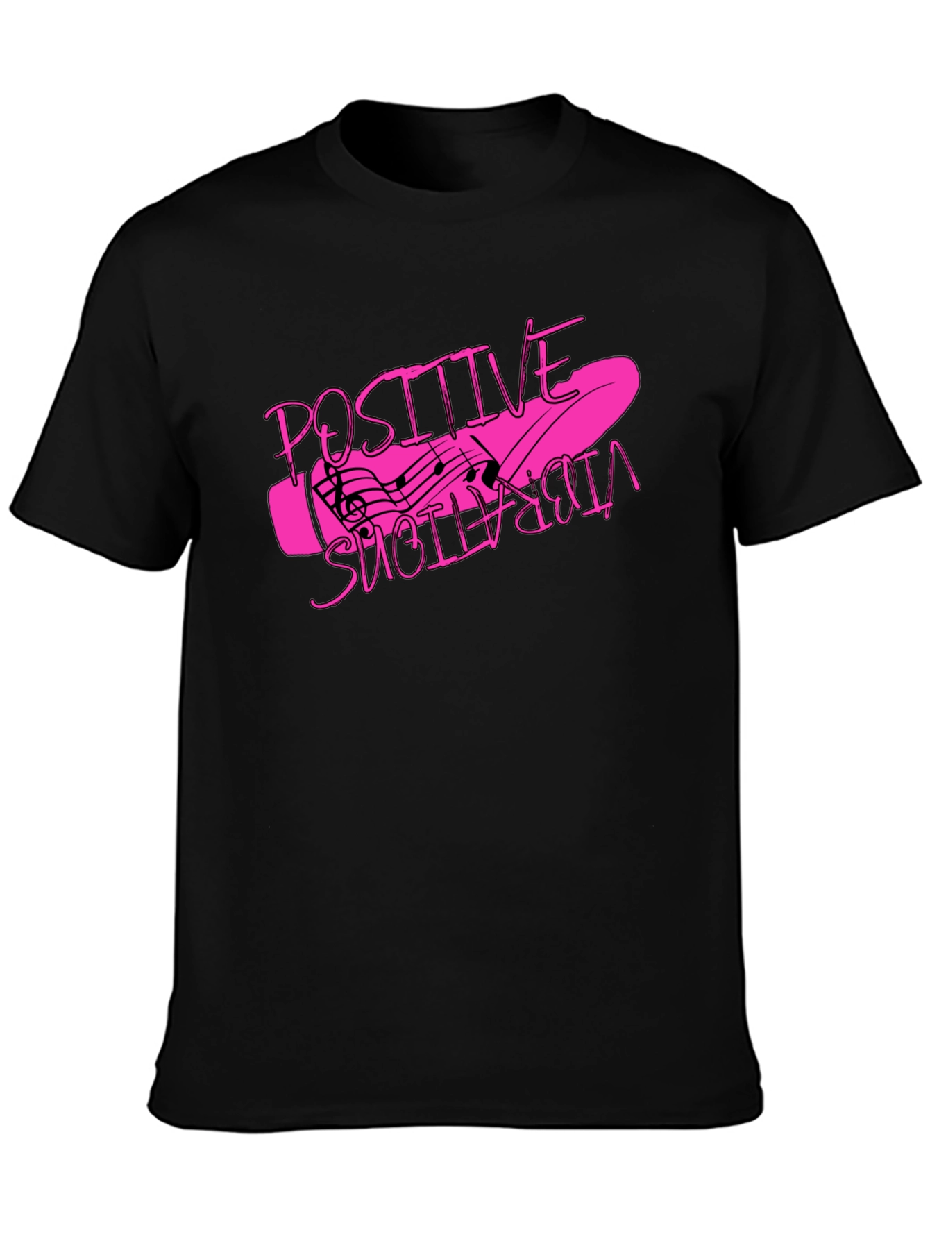 Black Positive Vibrations Graphic T-Shirt - Black view 3