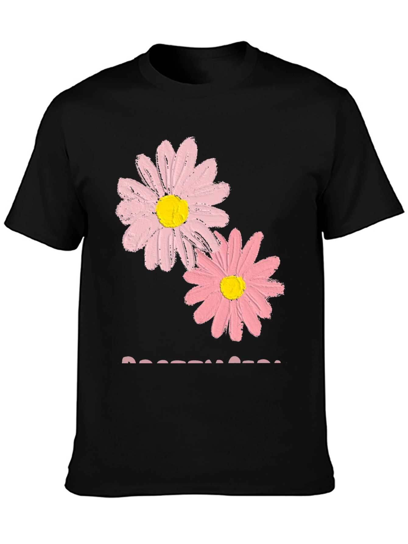 Black Pink Daisy Graphic T-Shirt - Soft Cotton Blend view 3