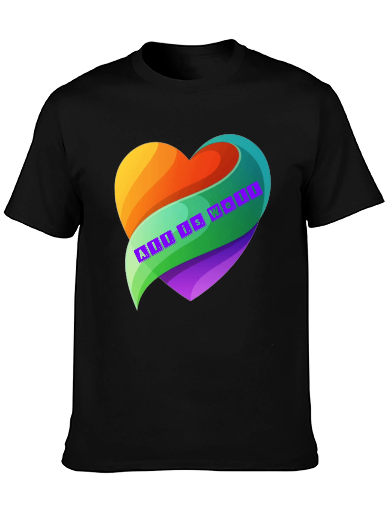 Black All is Well Heart Graphic T-Shirt view 3