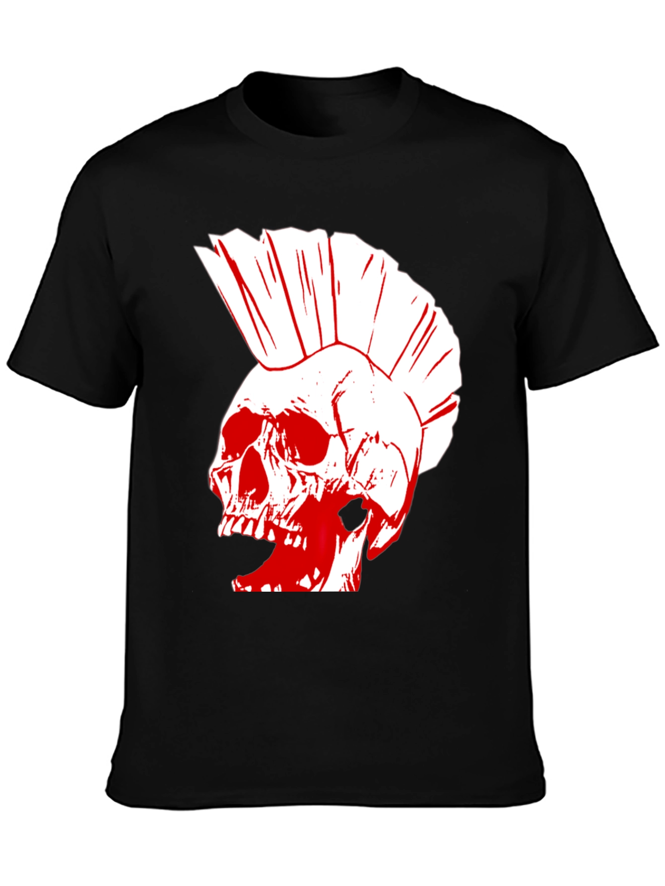 Black Punk Skull Graphic T-Shirt view 3
