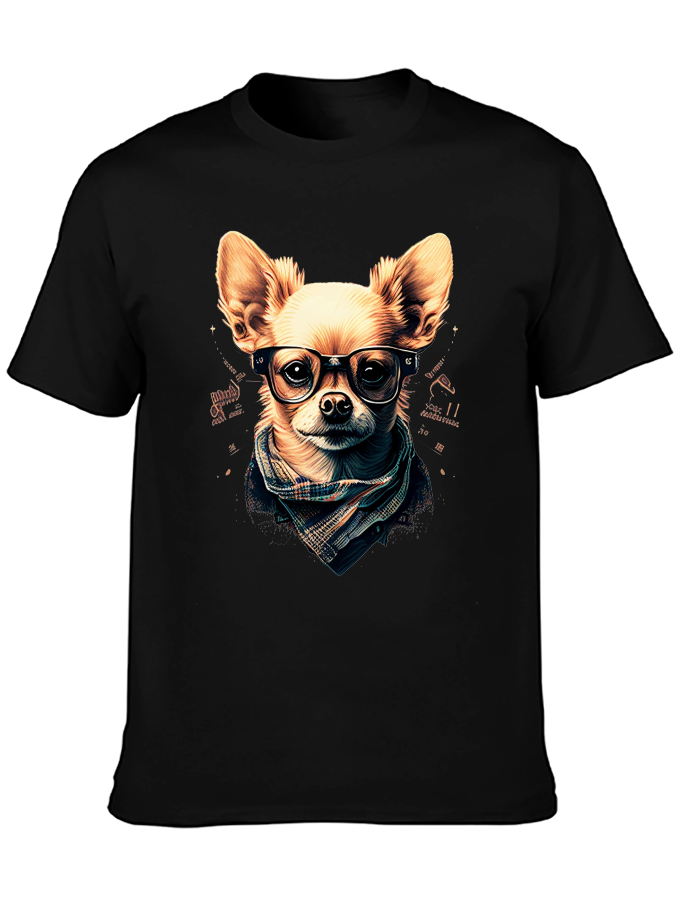 Black Hipster Dog T-Shirt: Geek Chic Chihuahua view 3