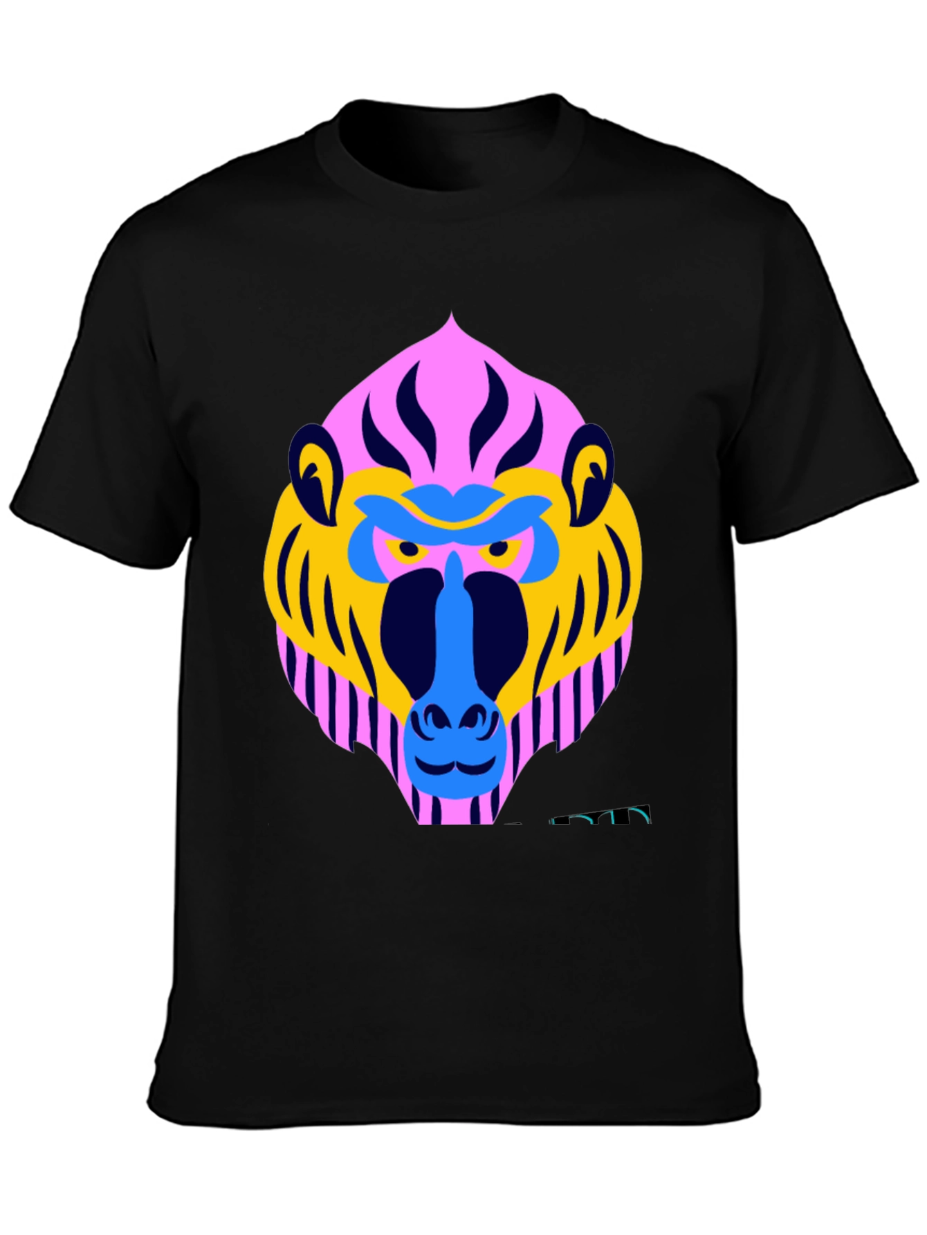 Black Vibrant Baboon Graphic Black T-Shirt - Unique Animal Design view 3