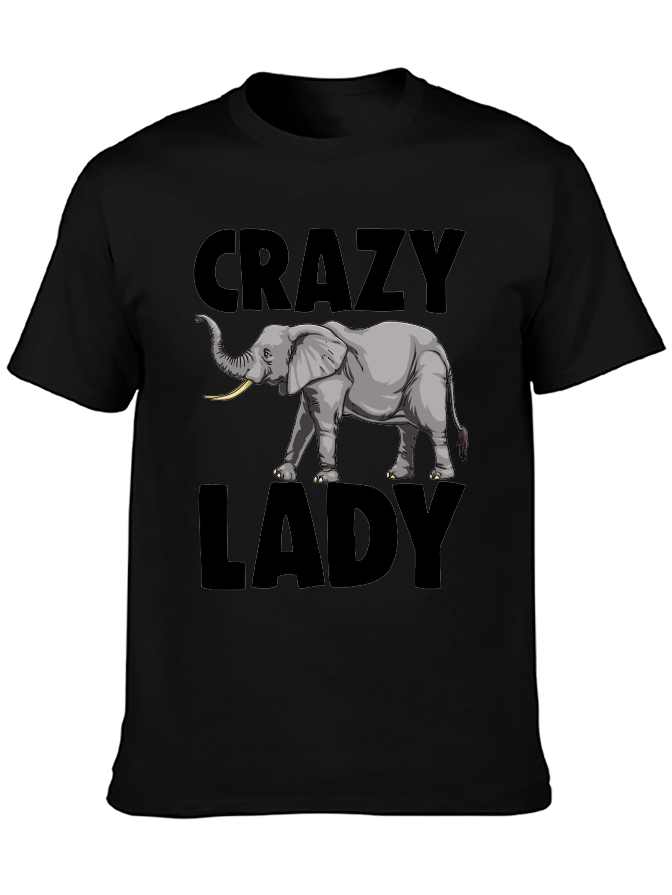 Black Crazy Elephant Lady Graphic Tee - Black view 3