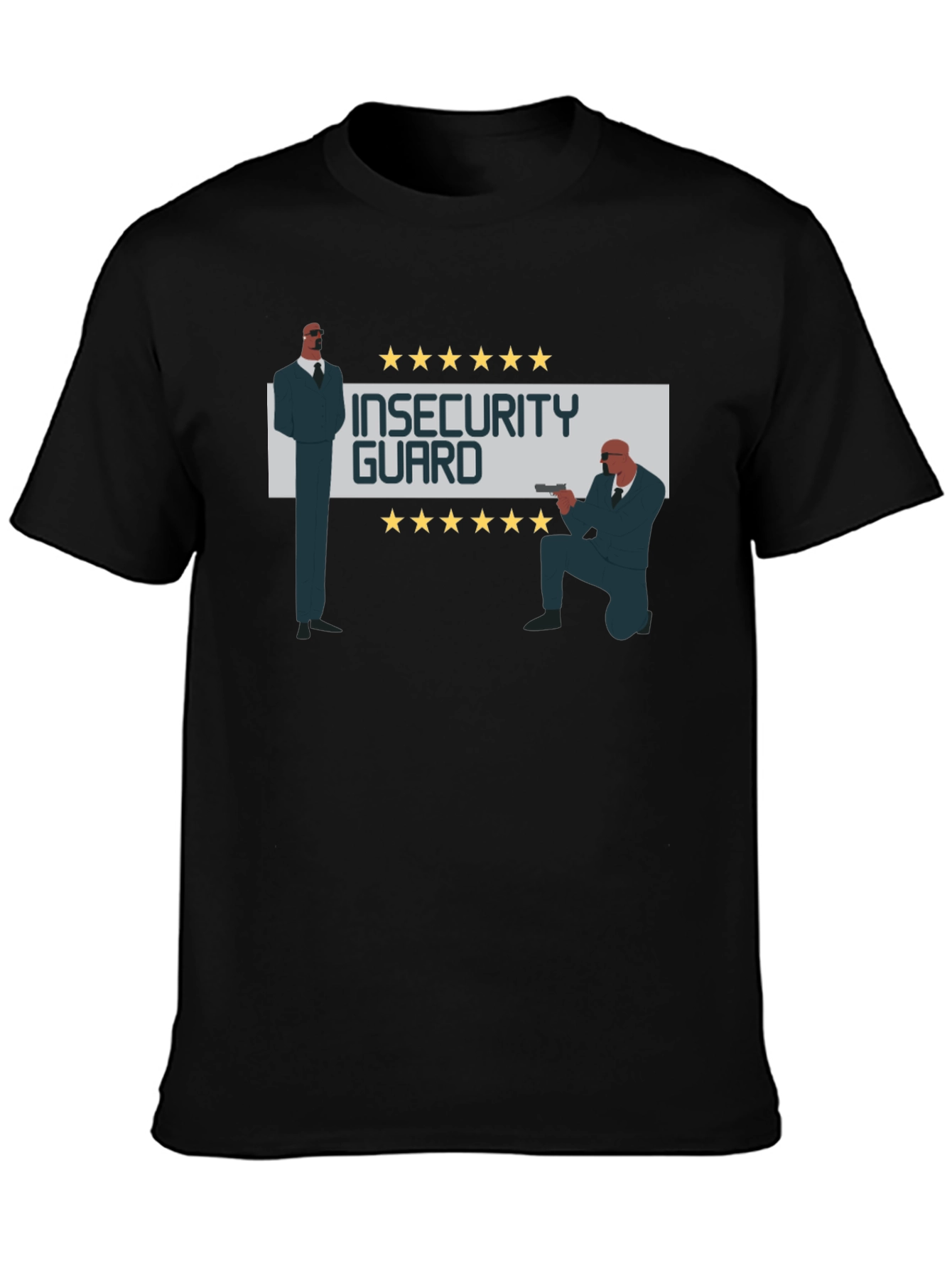 Black Insecurity Guard Graphic Tee - Funny Men's T-Shirt view 3