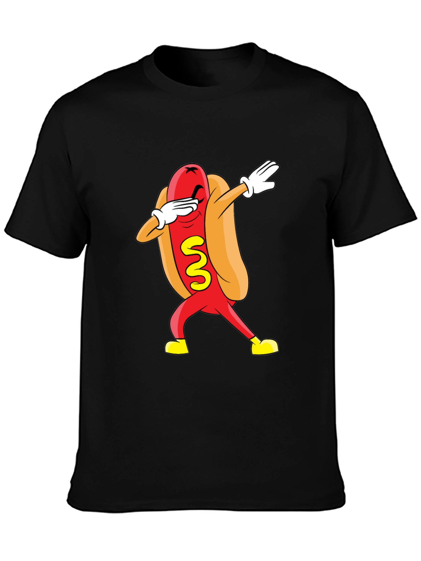 Black Funny Dabbing Hot Dog Graphic T-Shirt - Black view 3