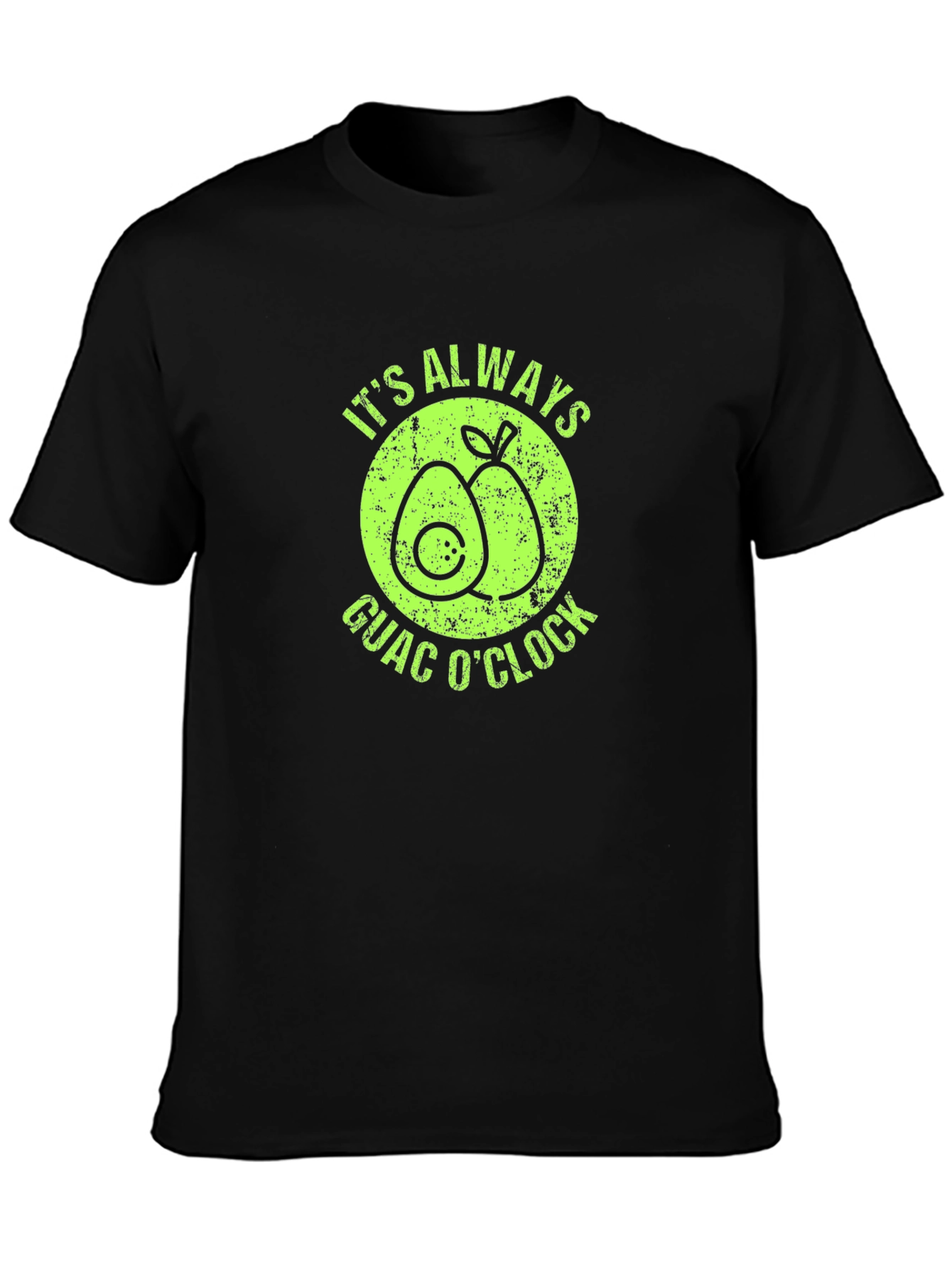 Black It's Always Guac O'Clock Avocado Graphic T-Shirt view 3