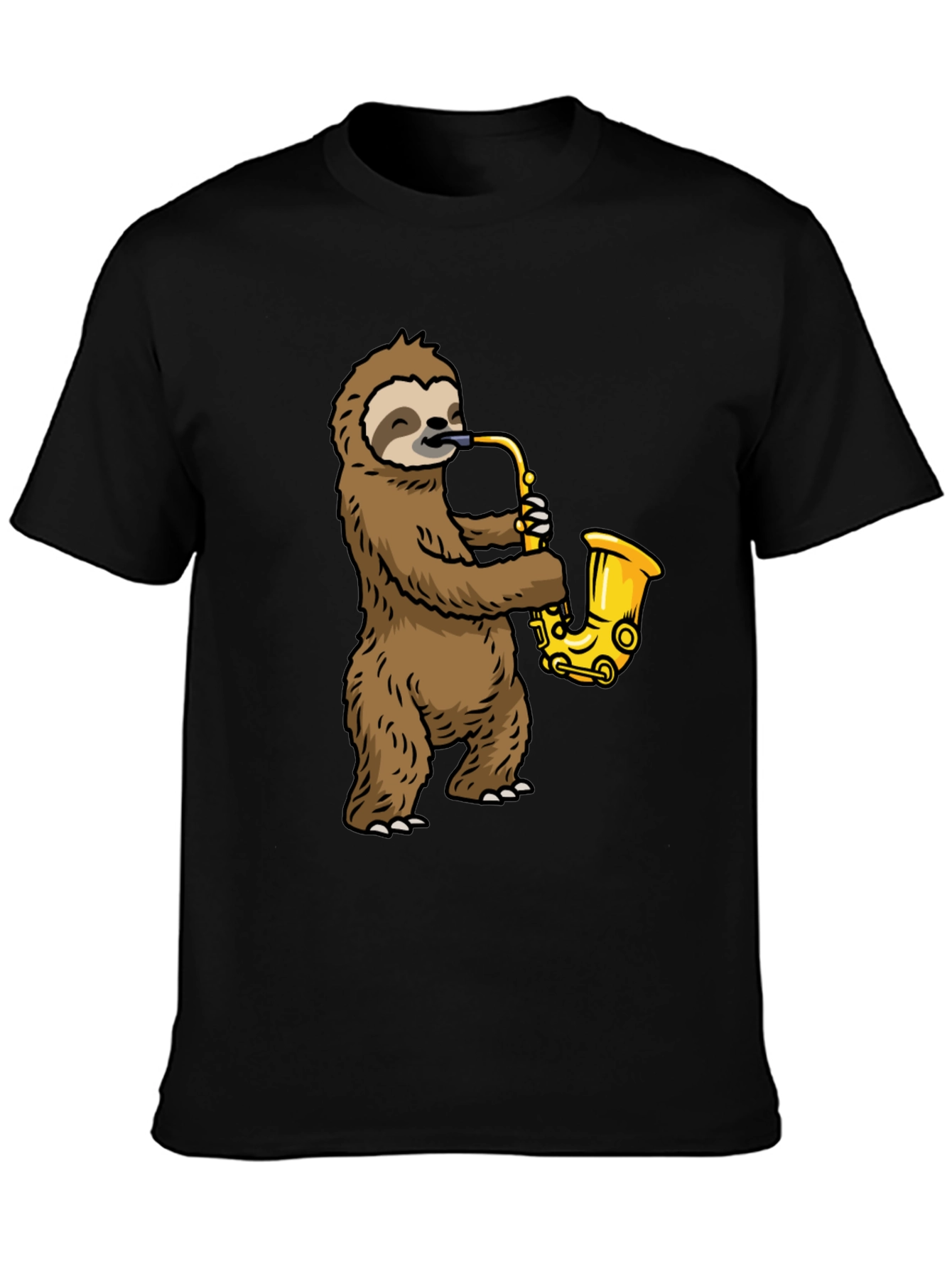 Black Sloth Saxophone Graphic Tee view 3