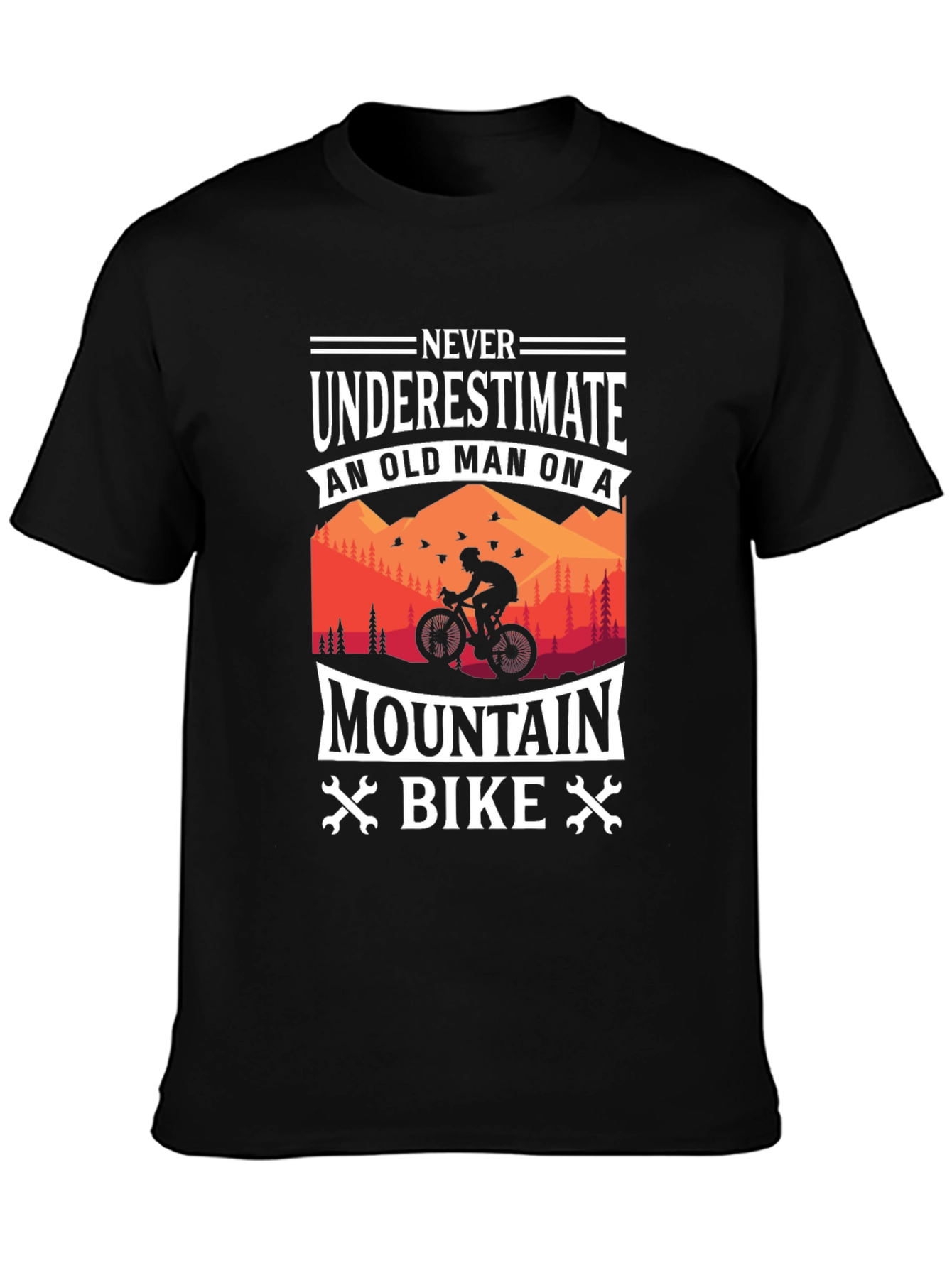 Black Mountain Bike Old Man Graphic T-Shirt view 3