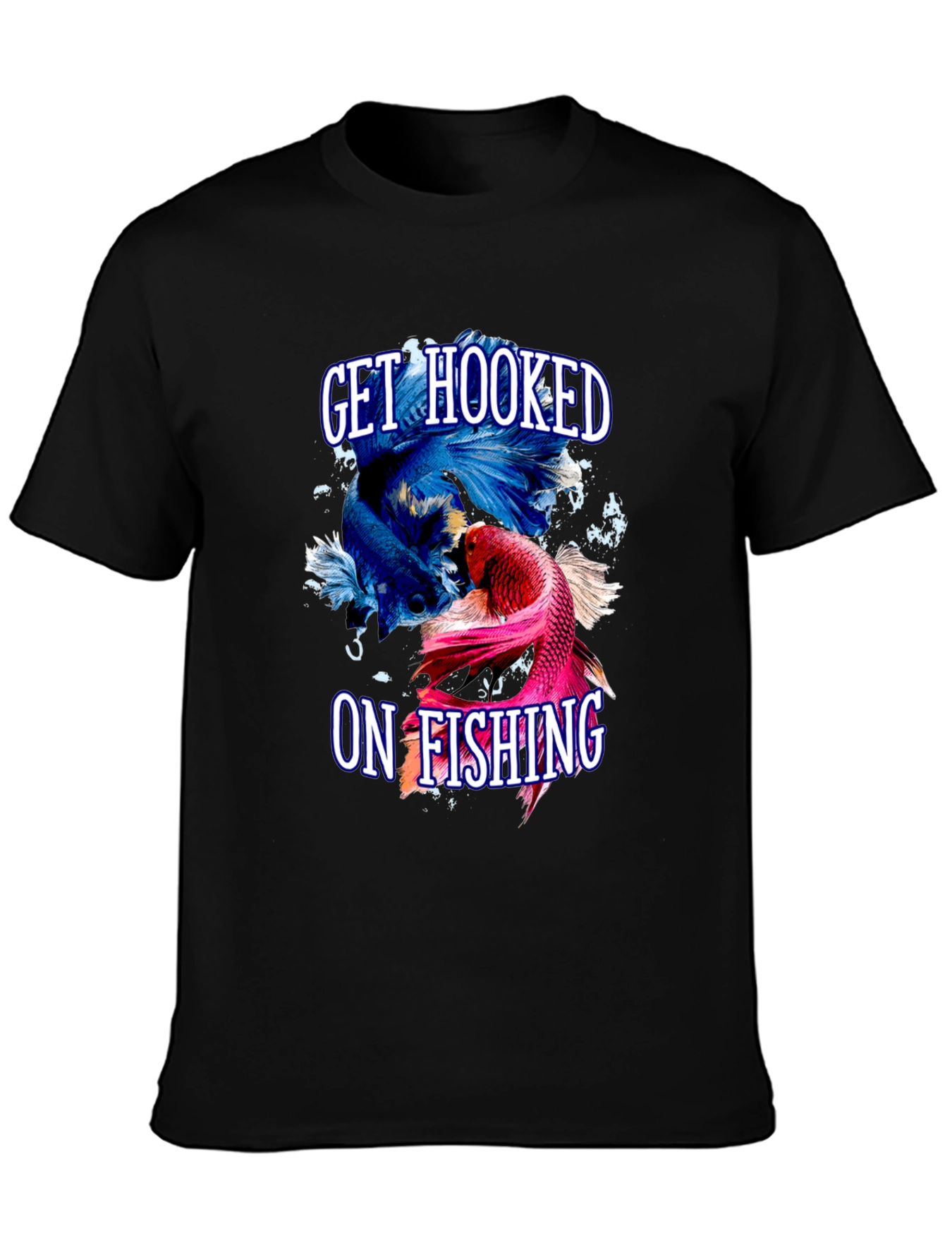 Black Get Hooked On Fishing T-Shirt view 3
