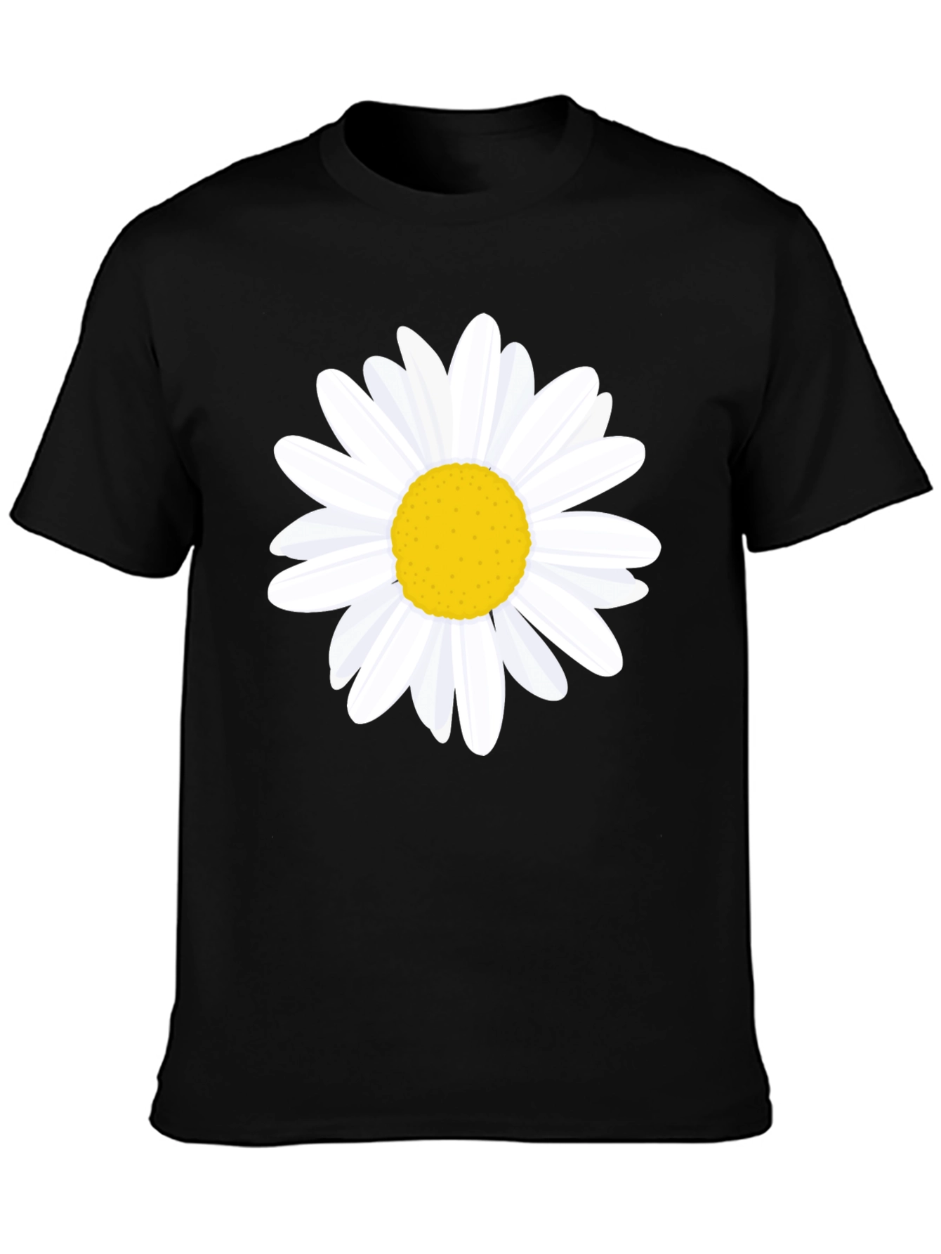 Black Daisy Graphic Tee - Black Cotton T-Shirt view 3