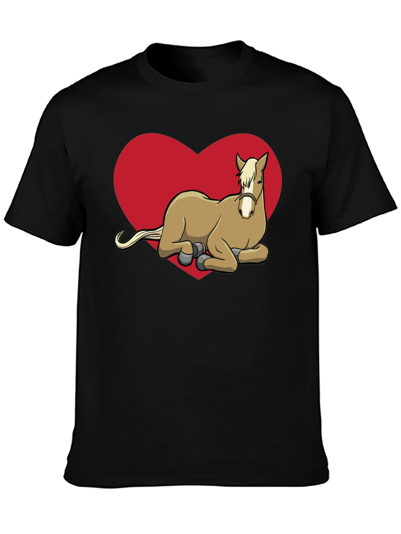 Black Horse Lover T-Shirt - Cute Horse in Heart view 3