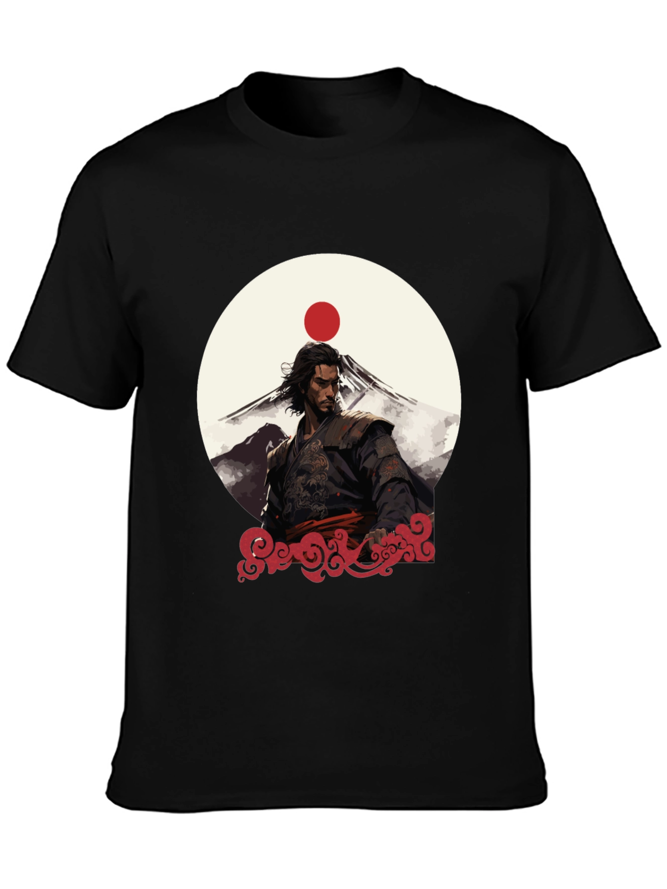 Black Samurai Sunset Graphic Tee - Black view 3