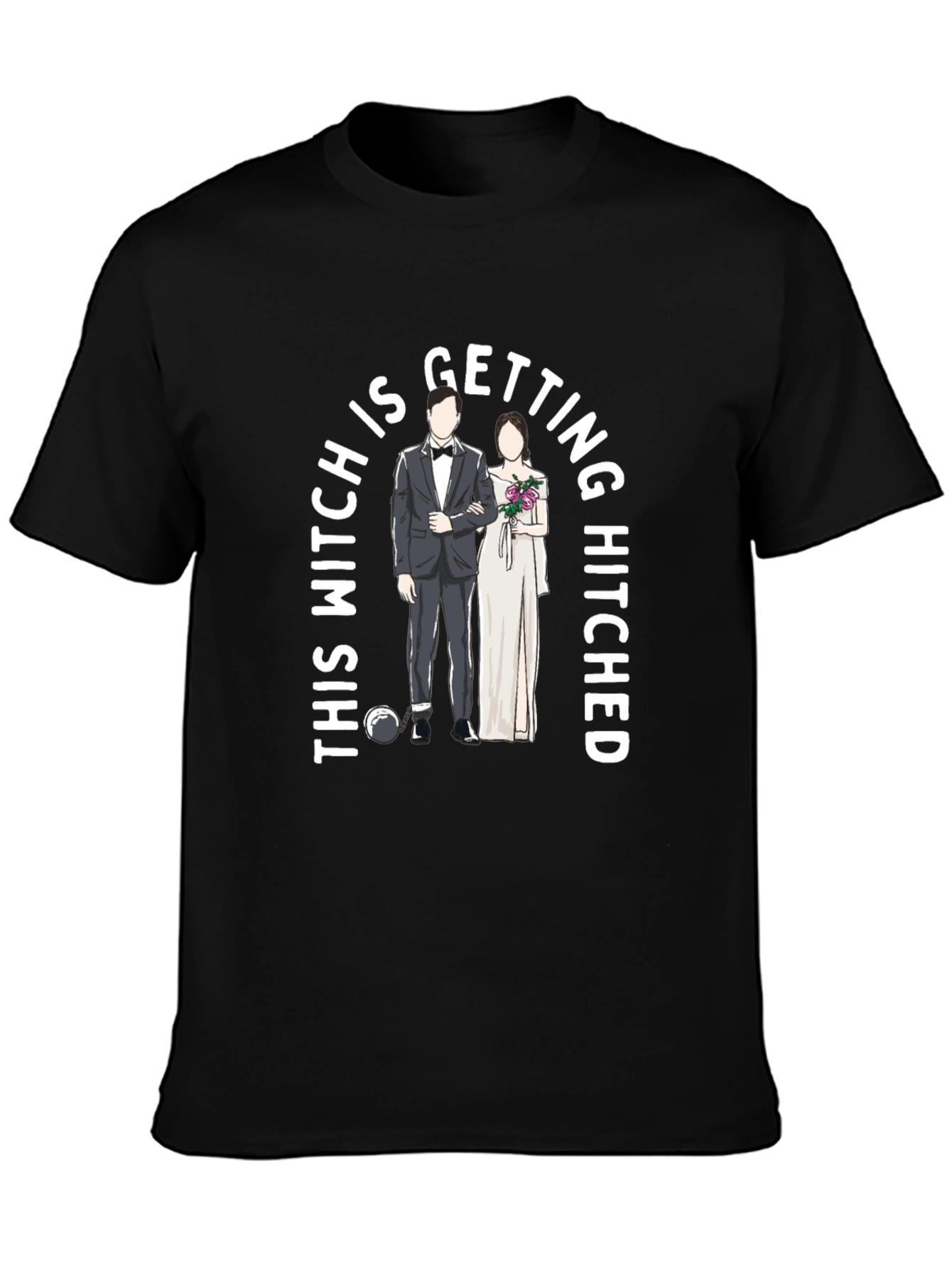 Black Witch Getting Hitched Graphic Tee - Black Cotton Blend view 3