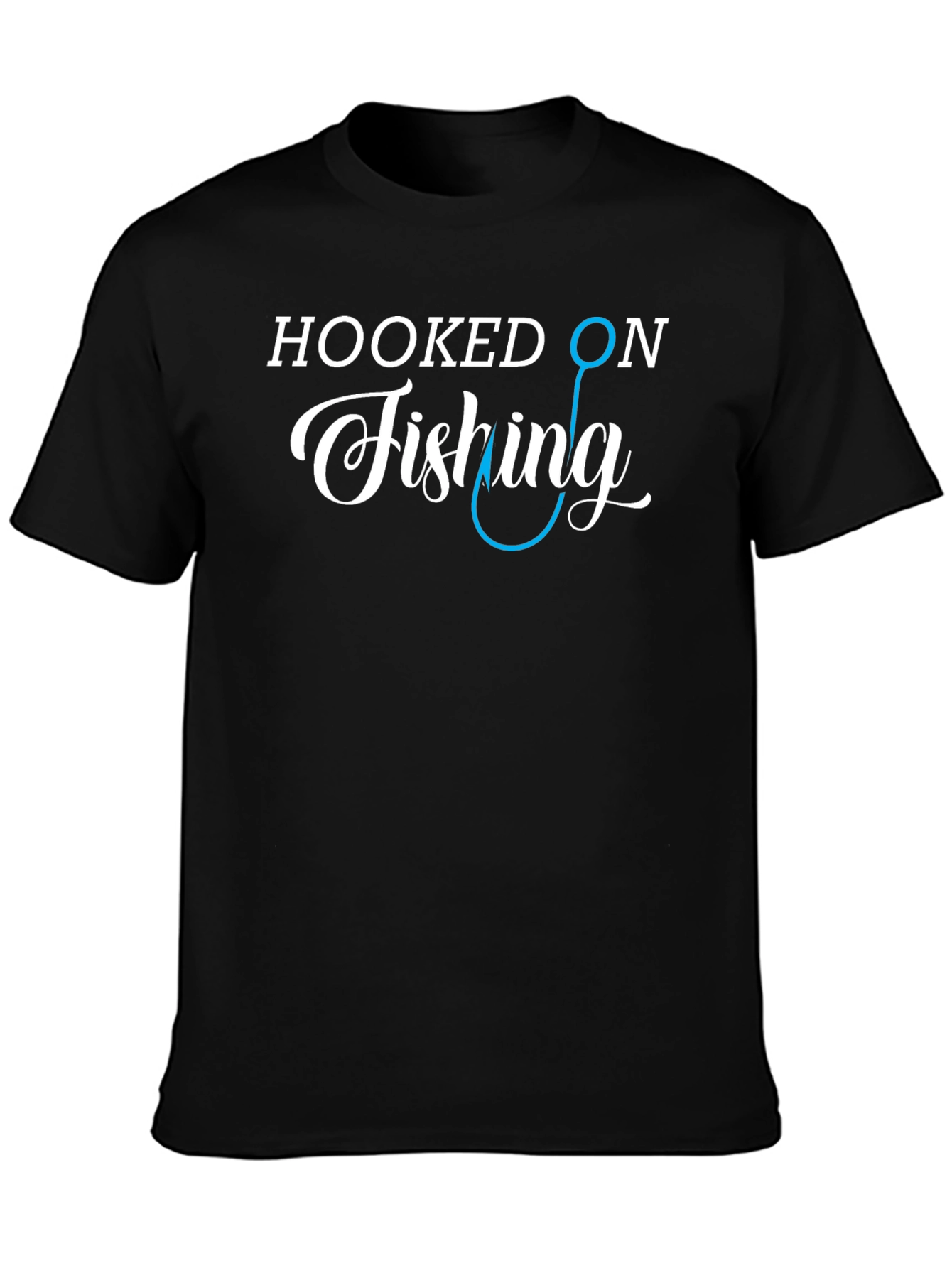 Black Hooked On Fishing Graphic Tee view 3