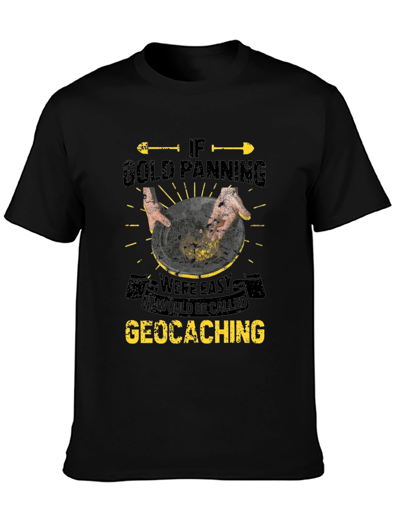 Black Gold Panning Geocaching Graphic Tee view 3