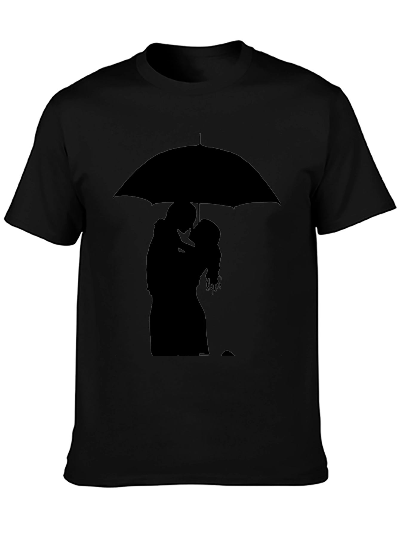 Black Romantic Silhouette T-Shirt - Under the Umbrella view 3