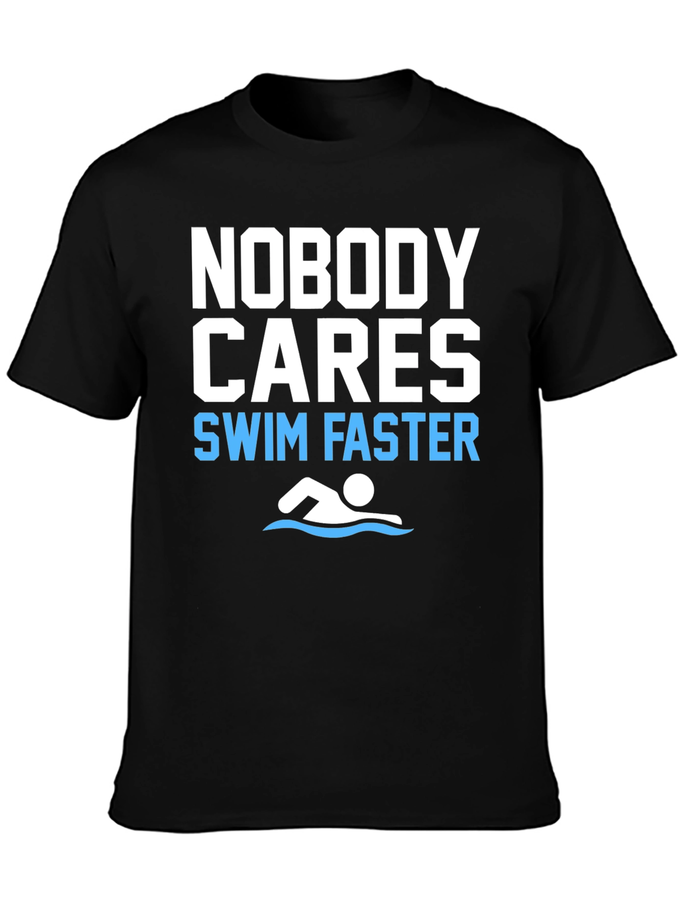 Black Funny Swim Faster Graphic T-Shirt view 3