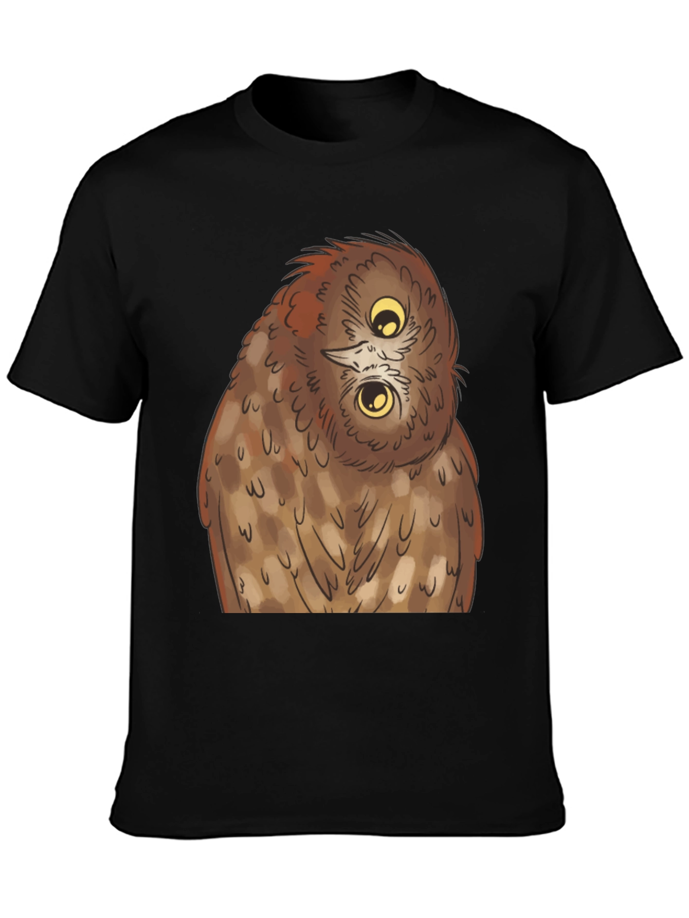 Black Owl Graphic Tee - Quirky Black T-Shirt view 3