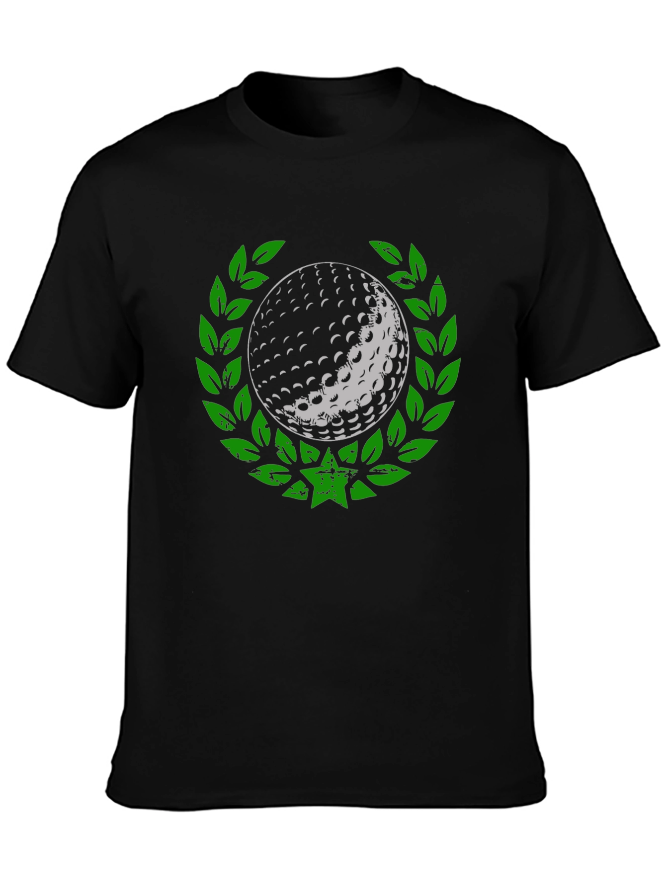 Black Golf Ball Laurel Wreath Graphic T-Shirt view 3