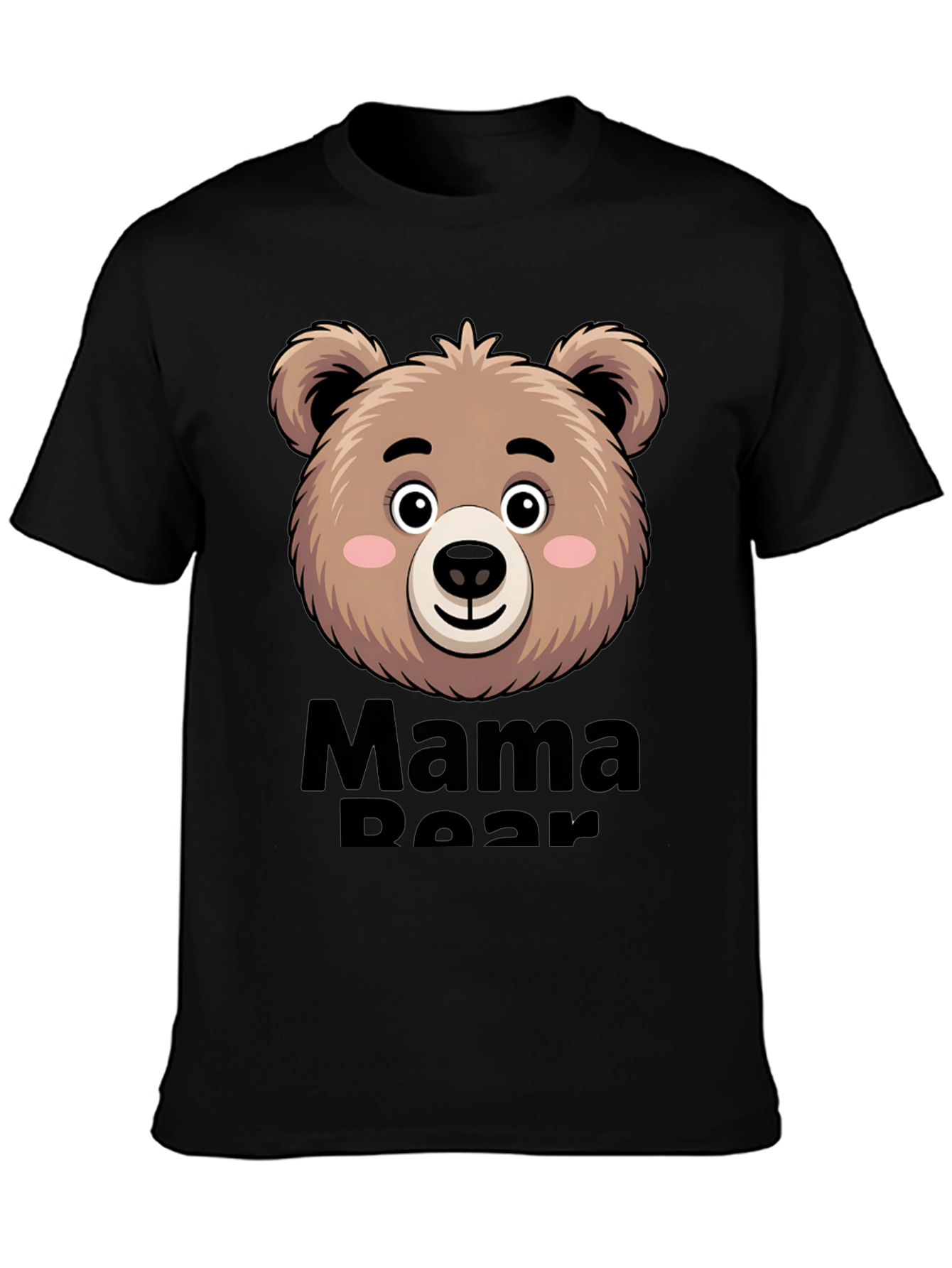 Black Mama Bear T-Shirt Cute Bear Face view 3