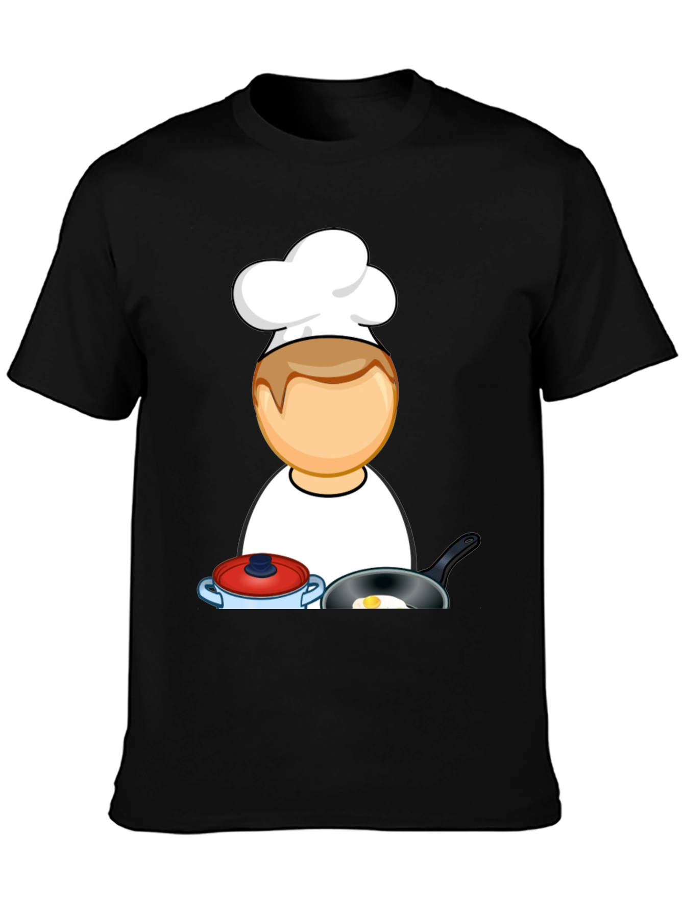 Chef Cartoon Black T-Shirt - Cooking Fun! - 3