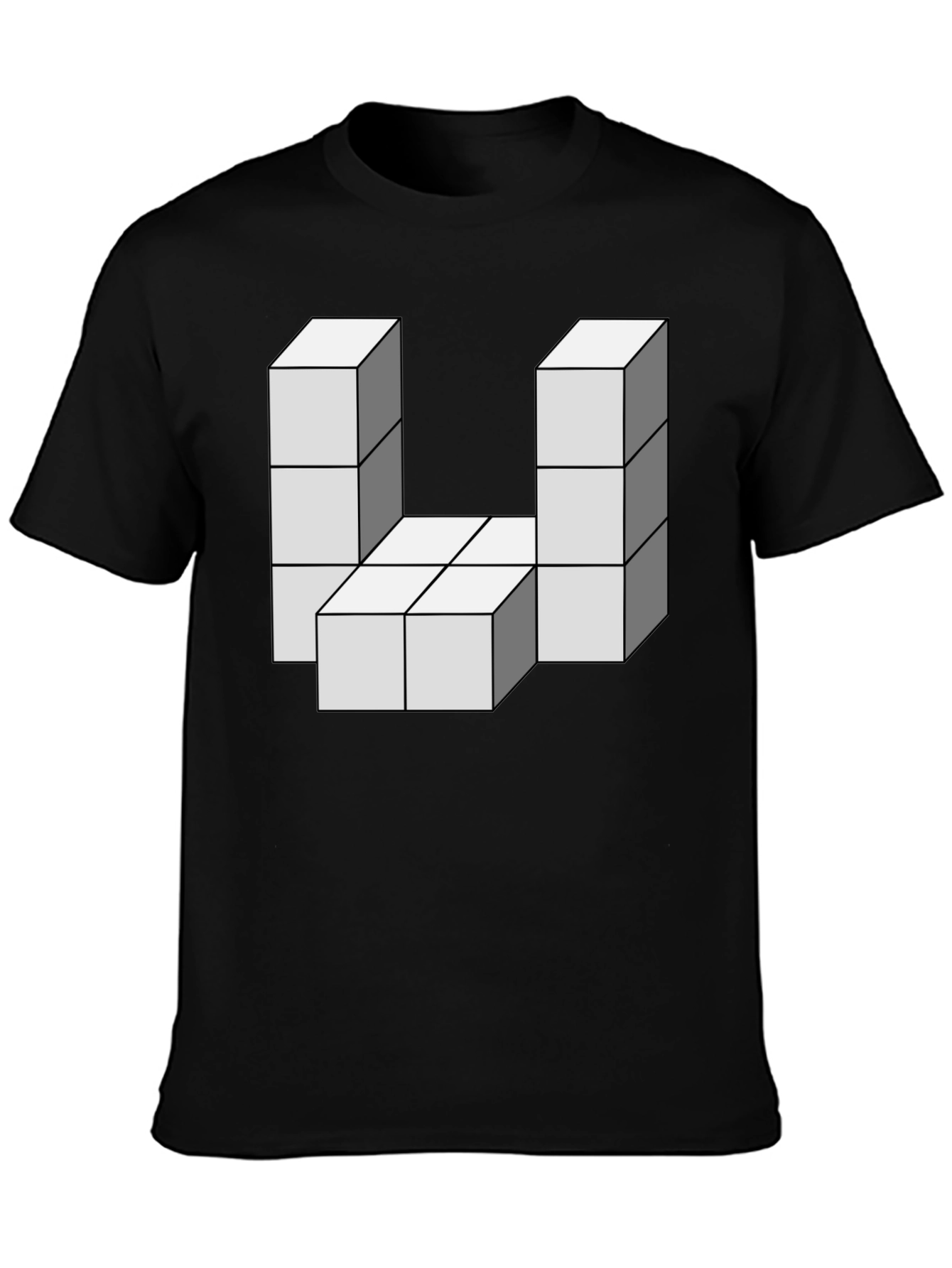 Black Optical Illusion Block T-Shirt - Black view 3