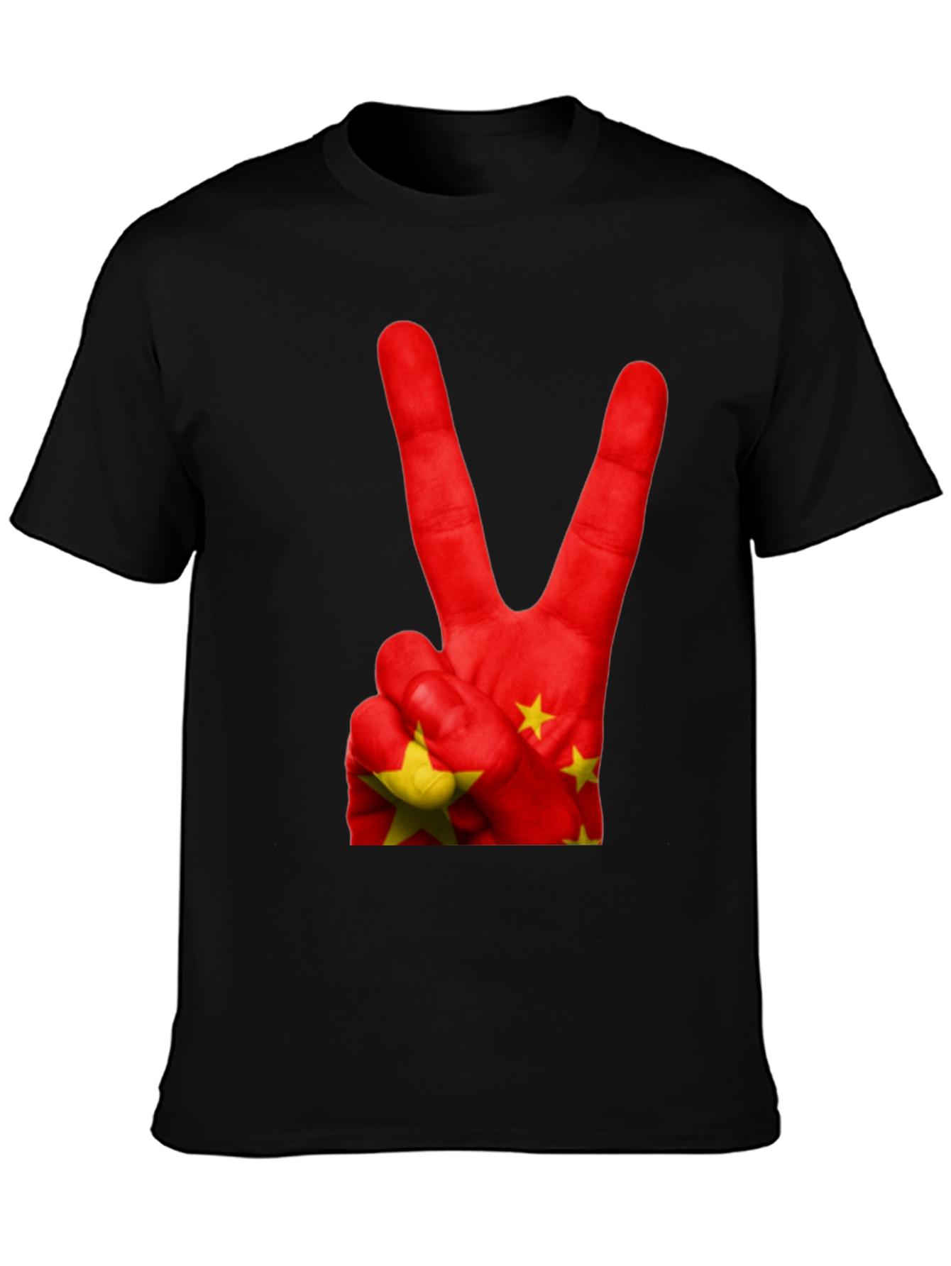 Black China Flag Peace Sign Graphic T-Shirt view 3